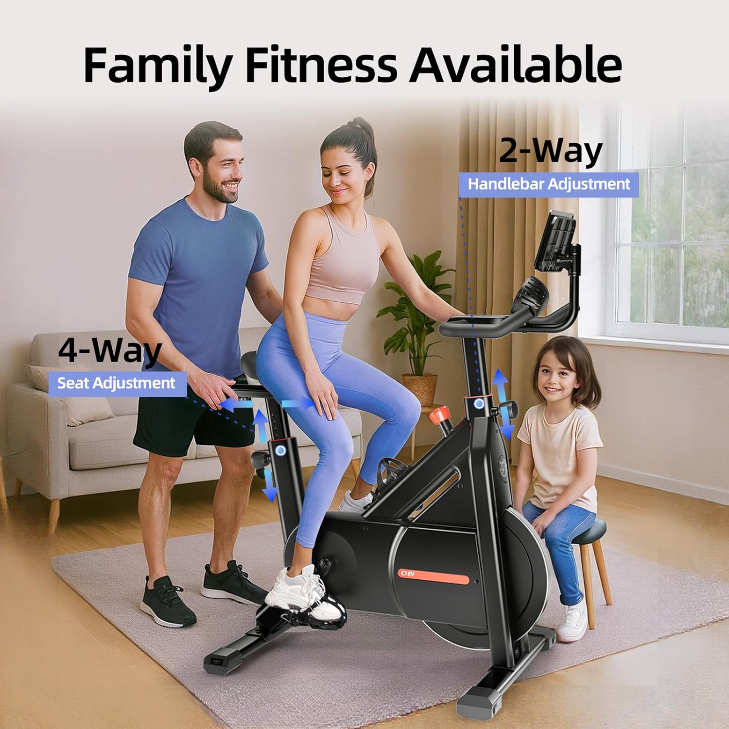 Bluearth Heimtrainer mit autarkem Ventilator und dynamischen LED-Lichteffekten, professionellen Livestreaming-Kursen, intelligenter exklusiver App, 300 lbs magnetischem Widerstand, stationär – Bild 7