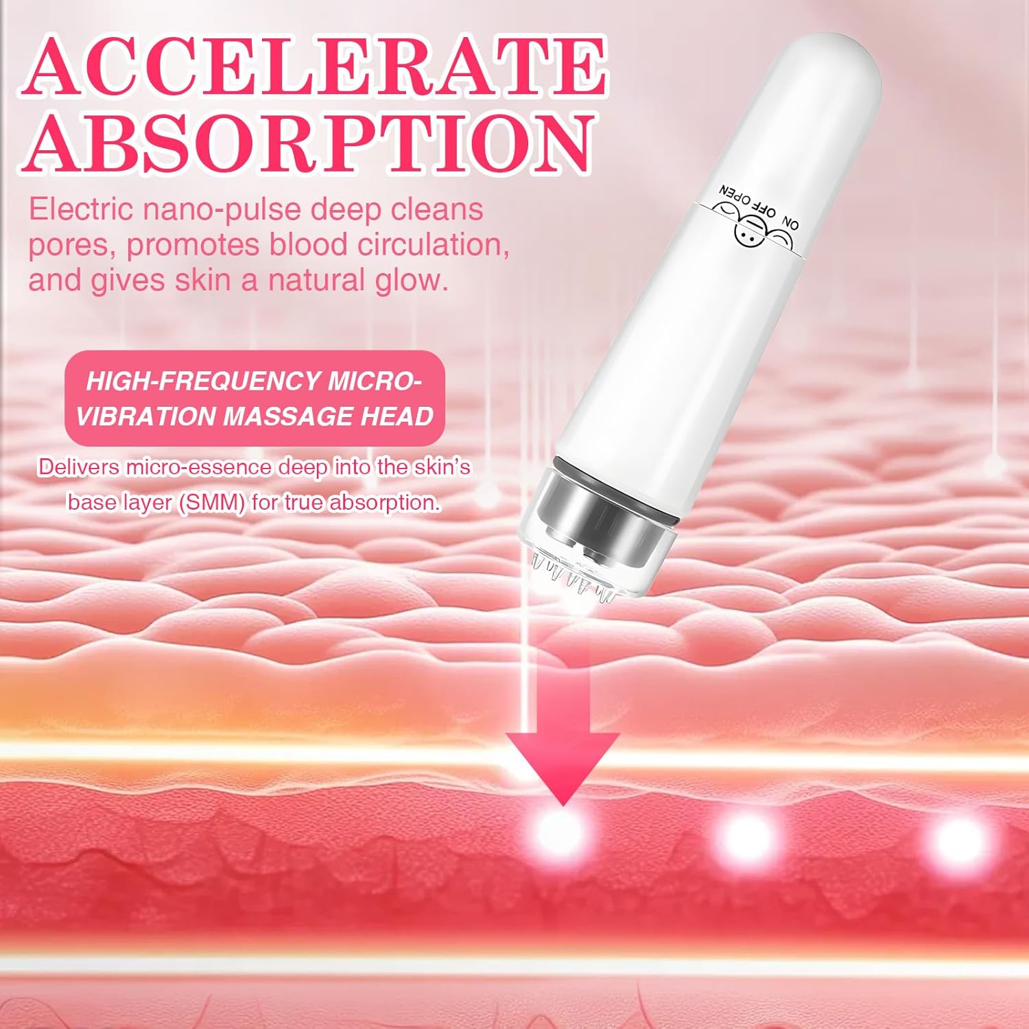 Gesichtsmassagegerät, 4 in 1 Elektrische Gesichtsmassage, Mini Akupressur Massagegerät zur Schmerzlinderung und Muskelentspannung, Tragbare Gesichtsmassage (Weiß) – Bild 6