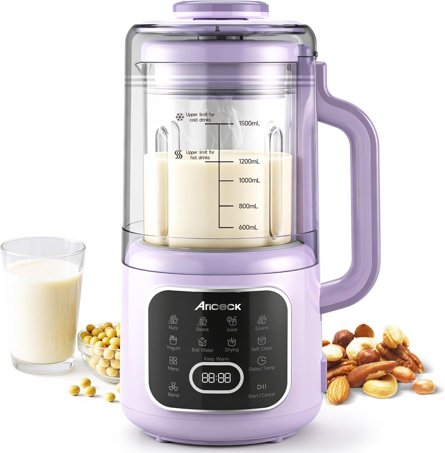 N4 Professioneller Nussmilchbereiter mit Selbstreinigungsfunktion – Ideal für Mandelmilch, Sojamilch und Smoothies – 800-W-Hochleistungsmotor – Rezeptbuch im Lieferumfang enthalten – BPA-freie Pflanzenmilch