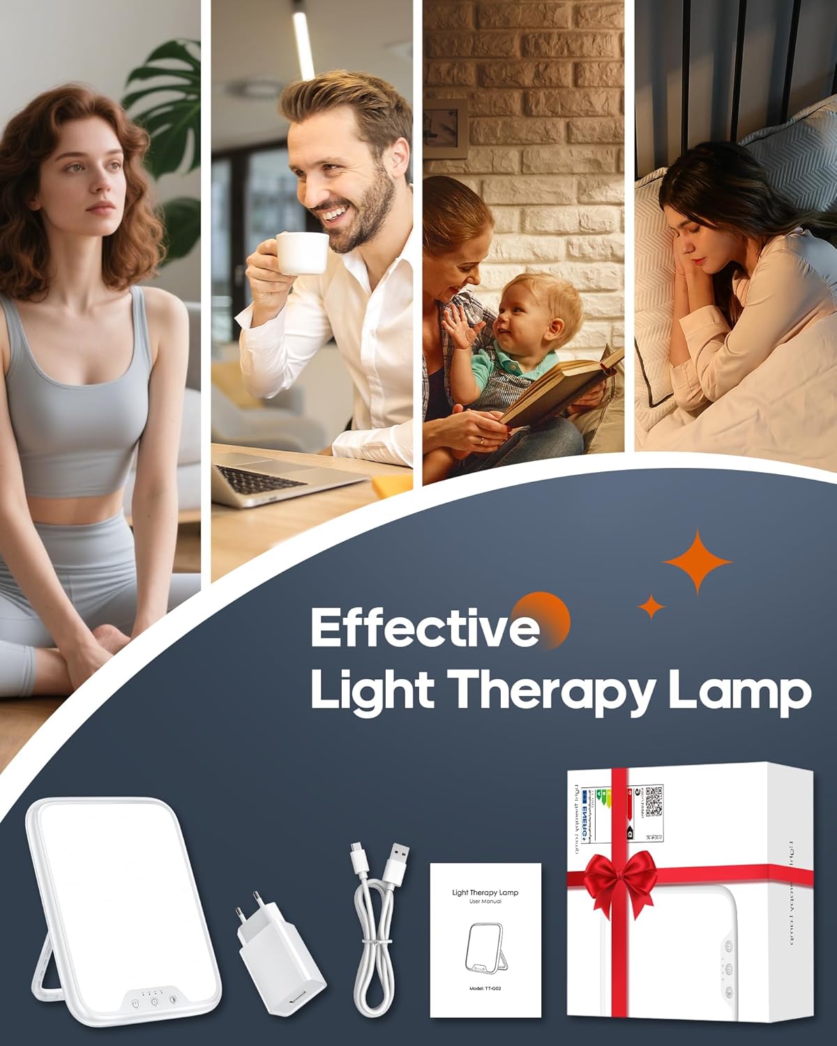 AJVV Tageslichtlampe, 10000 Lux Lichttherapielampe gegen Depressionen, Sonnenlichtlampe mit 3 Farbtemperaturen, kontinuierliche Helligkeit, 4 Timer-Einstellungen, LED-Technologie, Sonnenlichtlampe für gute Laune – Bild 7