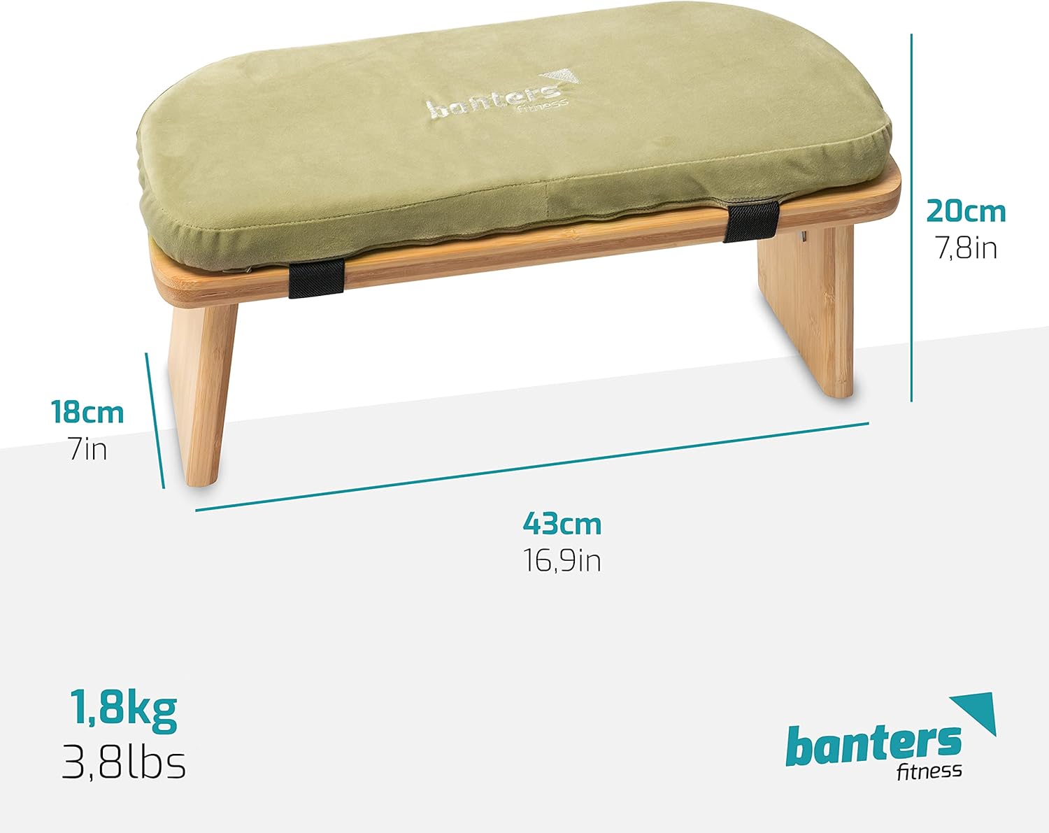 banters Bambus-Meditationsbank, klappbarer Meditationshocker mit Kissen – Bild 2