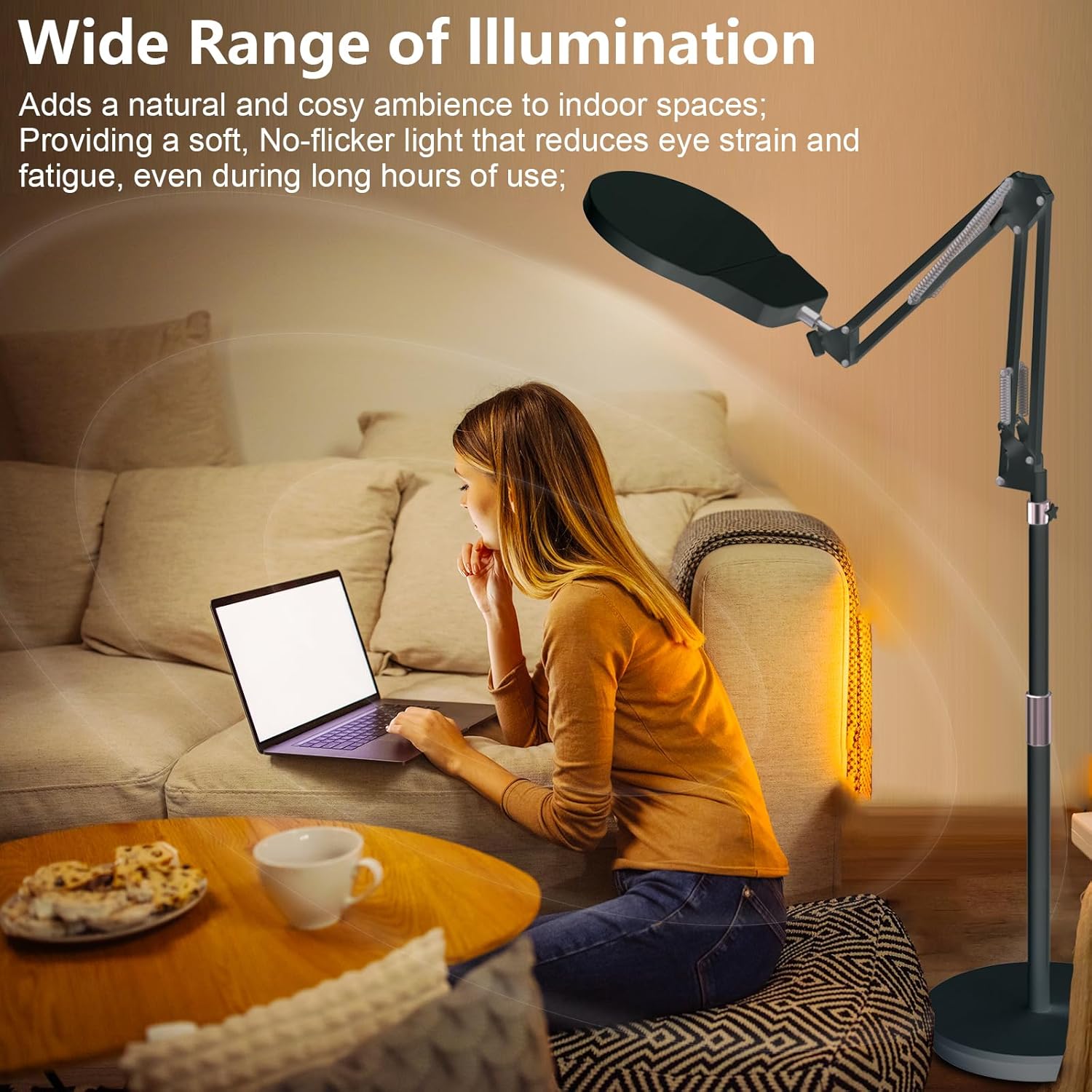 Tageslichtlampe 10000 Lux – SAD-Lampe, 3000 K/4000 K/6000 K Tageslichtlampe mit Timer, einstellbare Helligkeit, Tageslichtlampe für Zuhause, Büro (schwarz) – Bild 4