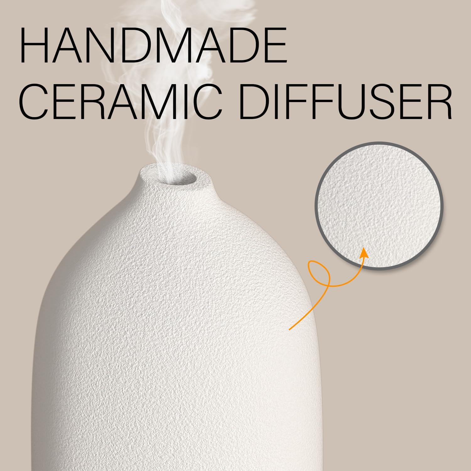 SALUBRITO Keramik-Aroma-Diffusor, weißer Diffusor für ätherische Öle, Ultraschall-Duftöl-Diffusor, Aromatherapie-Diffusor für Duftöle, BPA-frei, Geschenk für Frauen – Bild 3