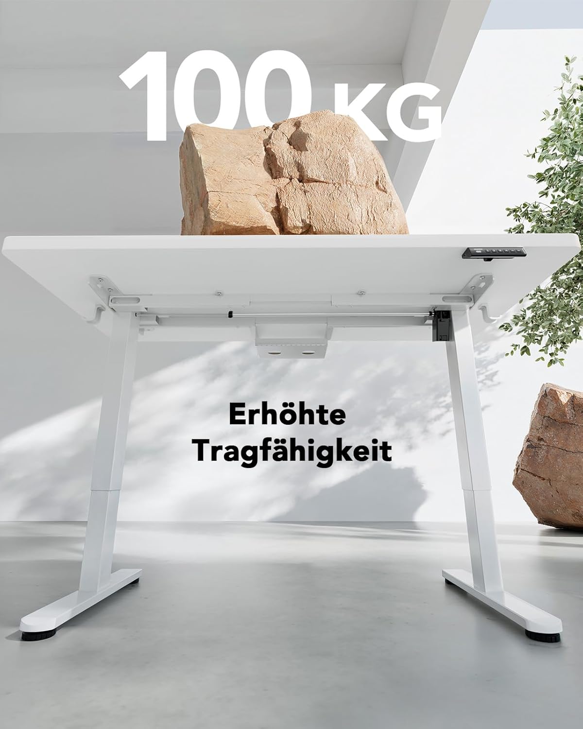 HUANUO Höhenverstellbarer Schreibtisch 160 x 80 cm, 25 mm ganze Tischplatte mit bürstenlosem Motor, ergonomischer Stehsitztisch, Stehpult, einfache Montage, elektrischer Stehpult für das Home Office – Bild 4