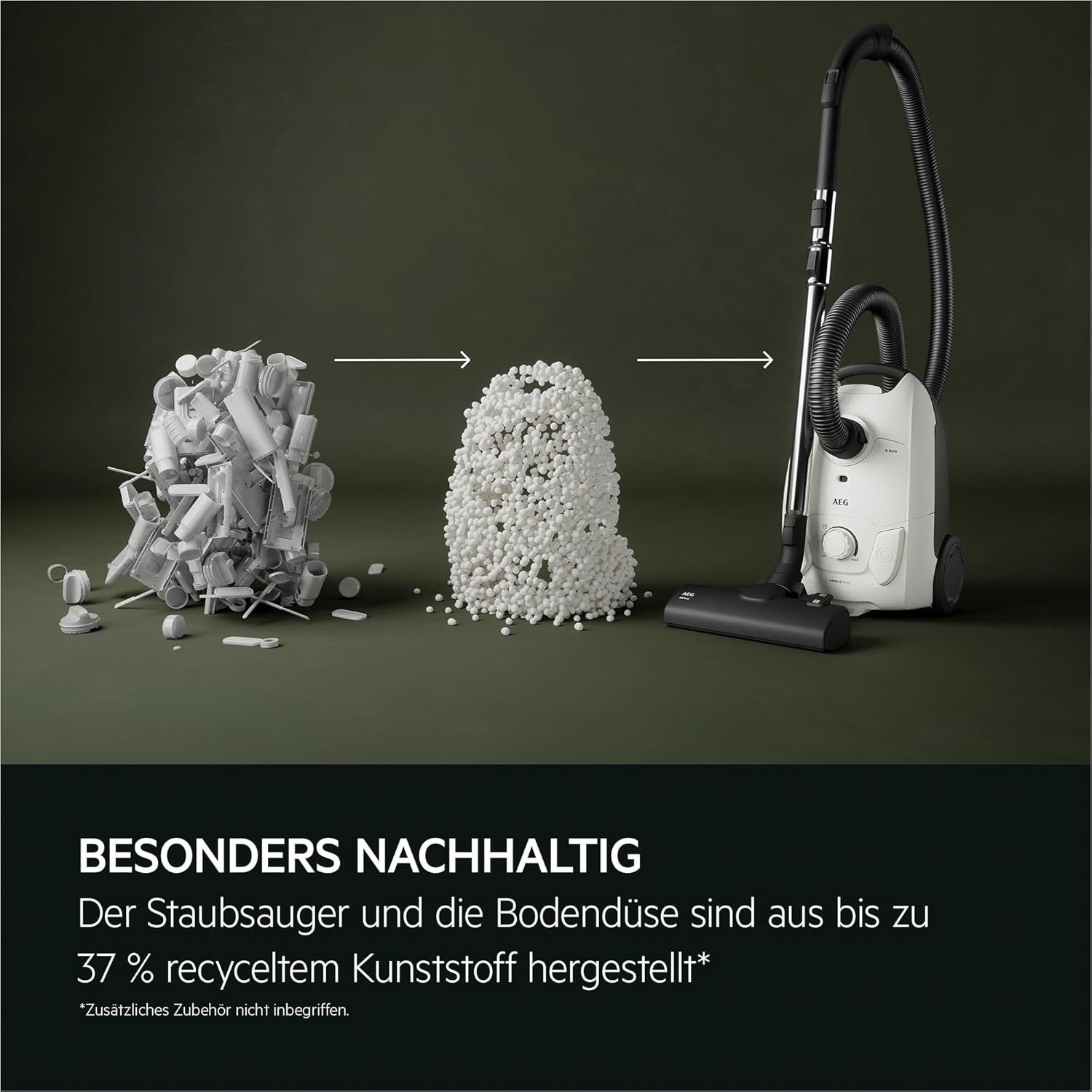 AEG Clean 5000 Staubsauger mit Beutel, hohe Saugleistung, 37 % recycelter Kunststoff, AllFloor-Düse mit Klicksystem, 2-in-1-Multifunktionsdüse, 8,5 m Aktionsradius, waschbarer Hygienefilter, AB51C1SW – Bild 3