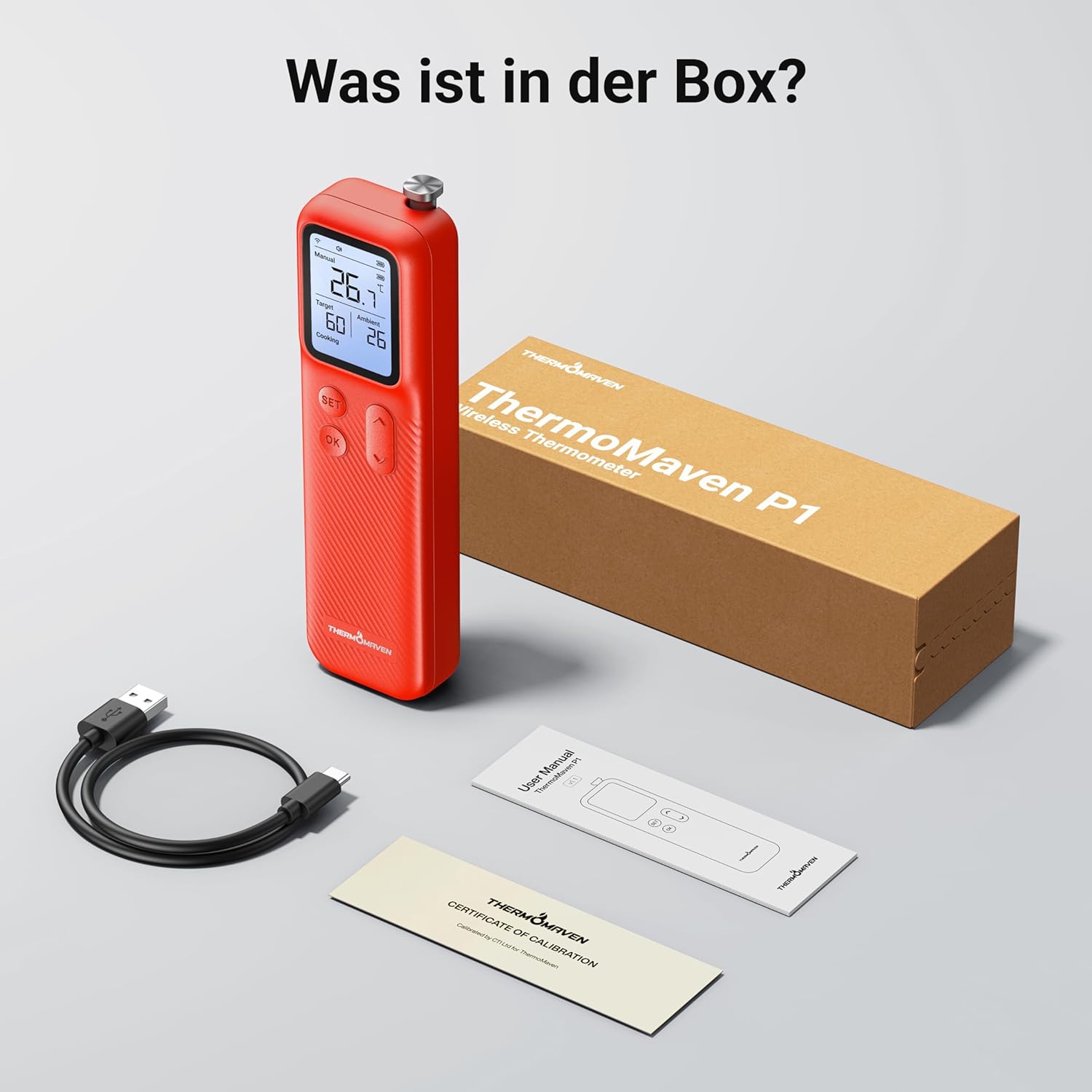 ThermoMaven P1 Fleischthermometer kabellos – WLAN und Bluetooth 5.3, 6 Sensoren, ±0,3 °C präzise, IPX8 wasserdicht, 48-Stunden-Akku, App-Steuerung, NIST- und NSF-zertifiziert, Grillthermometer, Bratenthermometer – Bild 8