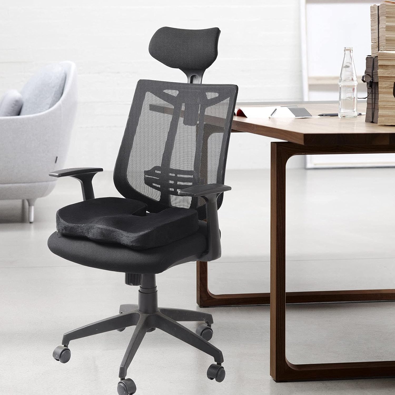 Sitzkissen für Stuhl – orthopädisch – ergonomisches Kissen, gerade Rückenlehne, Bürostuhl, Outdoor-Sitzkissen, Schwangerschaft, Rückenschmerzen, Kissen, orthopädisches Kissen, NaturPur L – Bild 7
