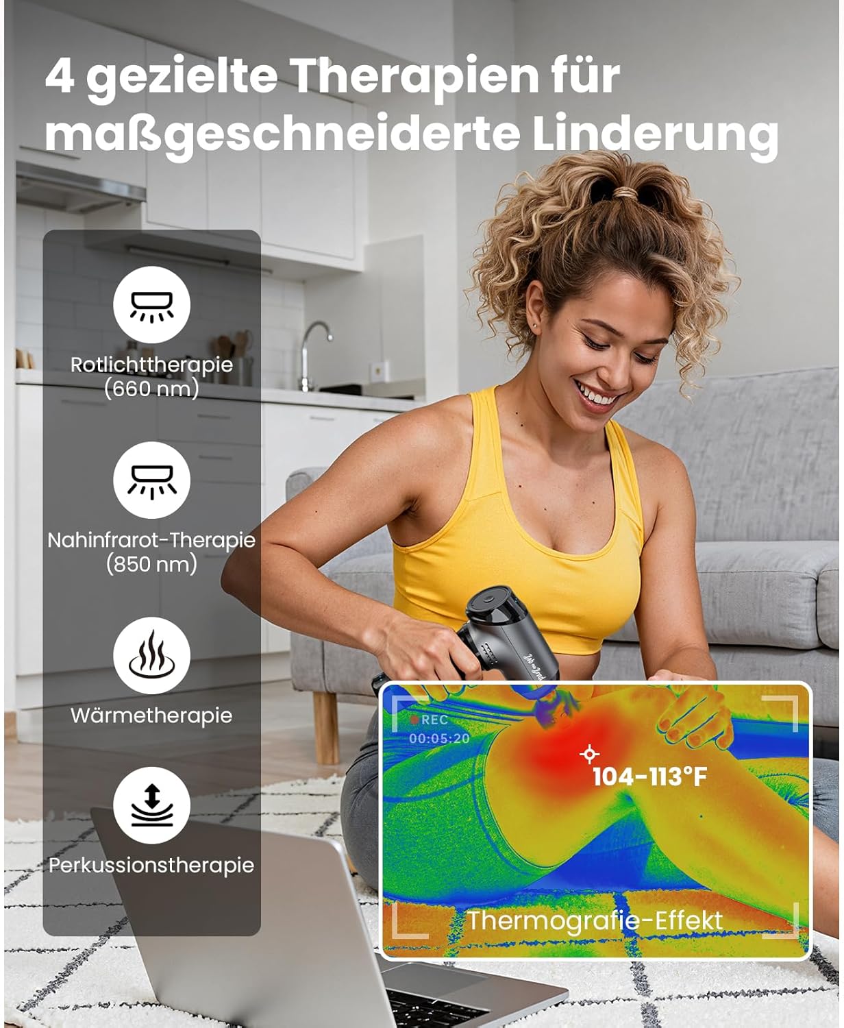 BOB AND BRAD T2 Ultra Massagepistole mit Wärme- und Rotlichttherapie, professionelles Tiefengewebemassagegerät für Sportler, tragbare Massagepistole zur Muskelregeneration, Geschenk für Männer, Frauen – Bild 4