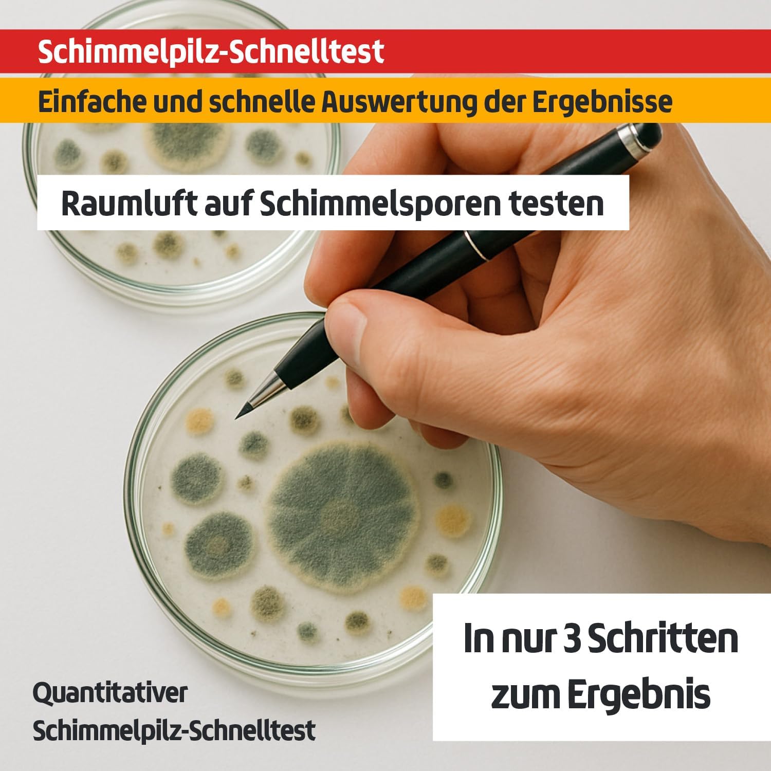 Schimmeltest mit 10 Nährböden, Schimmel-Schnelltest zur Bestimmung von Schimmelpilzsporen in der Luft – Bild 5