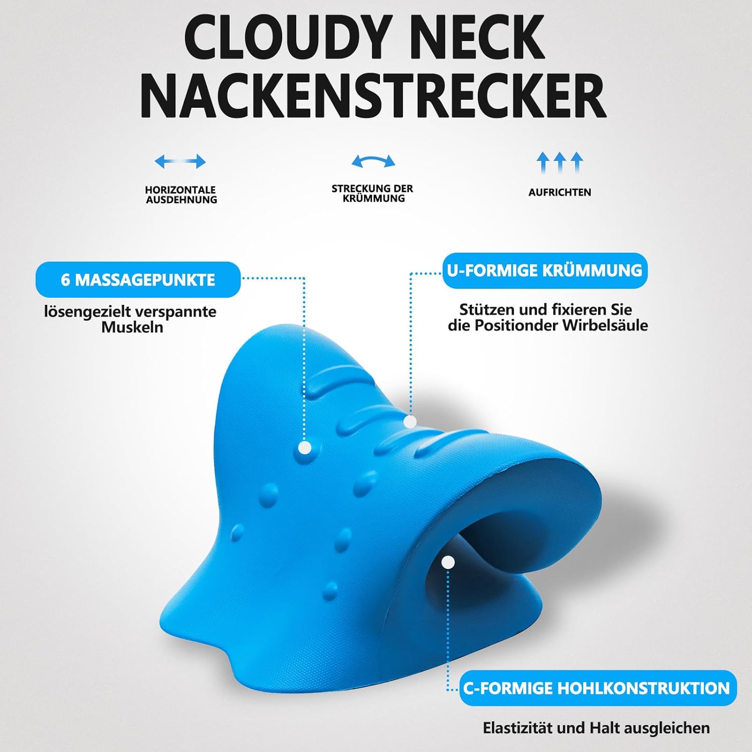Reiteag Cloudy Neck, Neck Cloud Original, Nackendehner, orthopädischer Testsieger, Premium Nackenhöcker-Weg-Korrekturkissen, lindert Verspannungen und Steifheit im Nacken – Bild 4