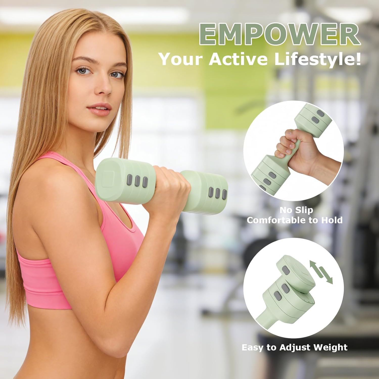 Verstellbare Hanteln Frauen Set, 1-5kg Kurzhanteln 2er Set, 4-in-1 Hantel Set für Frauen und Männer, Gewichte Hantel für Home Gym, Krafttraining Zuhause – Bild 3