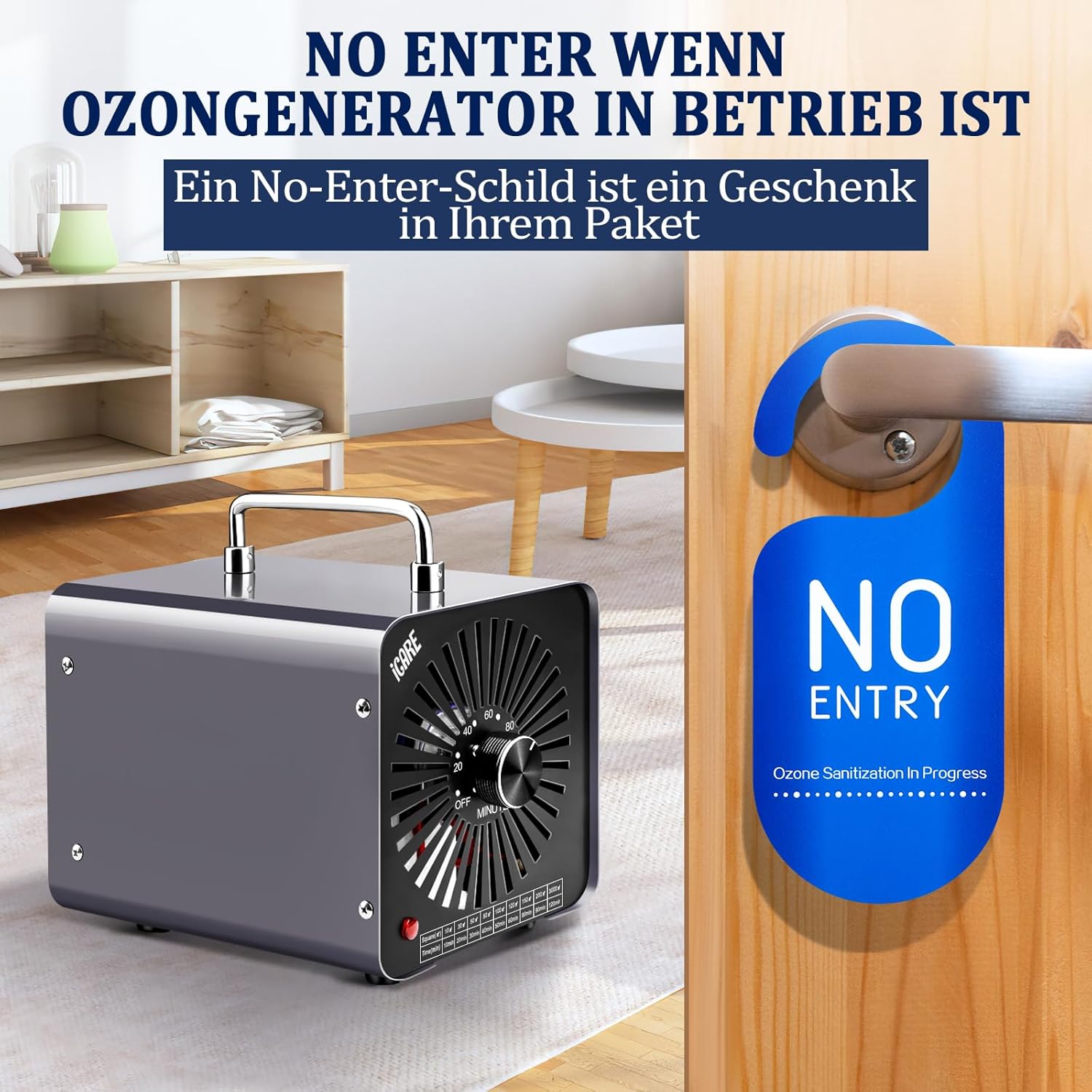 ICARE Ozongenerator 30.000 mg/h Ozongerät, Ozonisator Industrieller O3-Ozon-Luftreiniger mit 120-Min-Timer für 300㎡ Geruchsbeseitiger Geruchsneutralisator für Auto-, Rauch-, Haustiergerüche, Küchengerüche – Bild 8