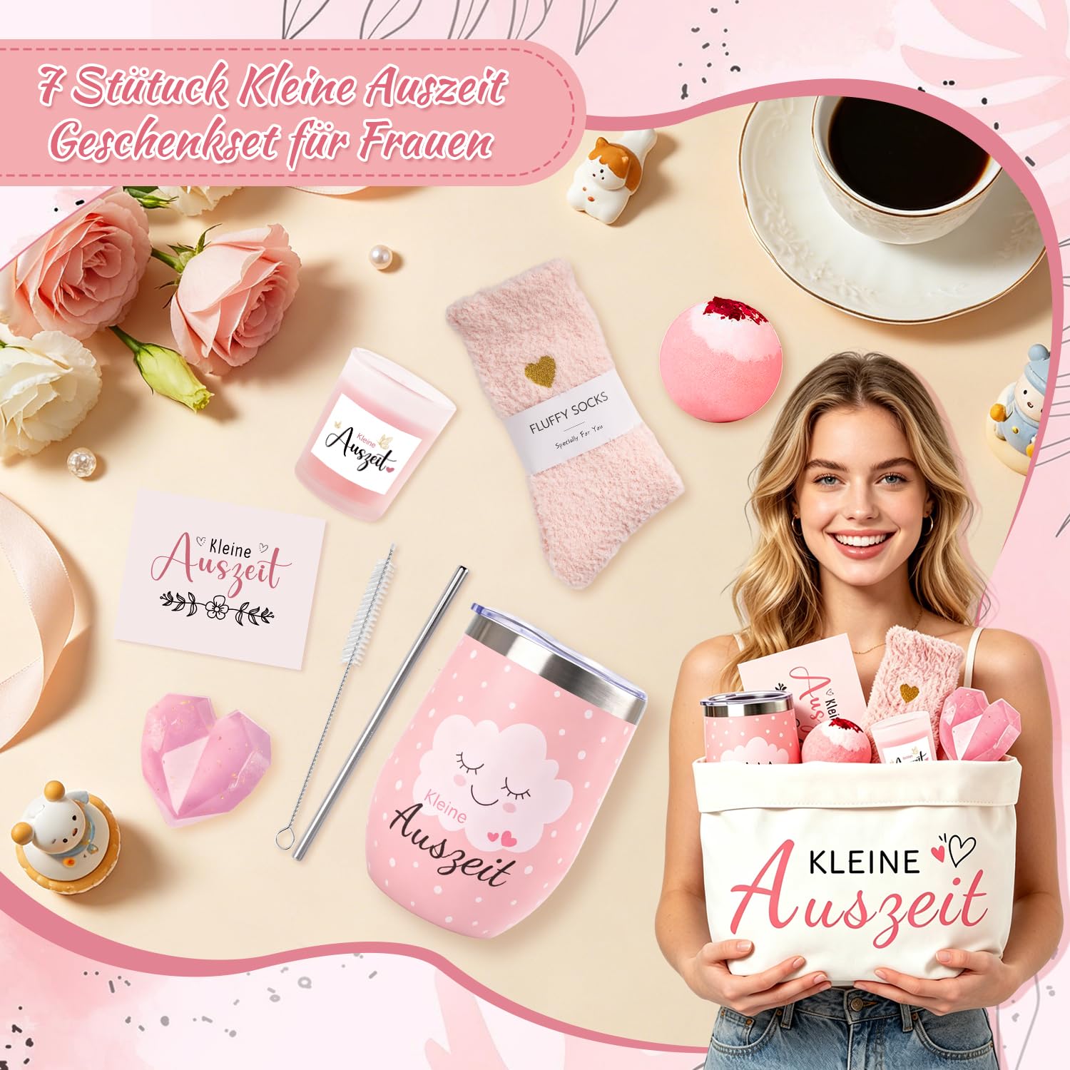 Kleine Auszeit Geschenk, Auszeit Geschenkkorb Wellness Geschenke Set für Frauen,Entspannung Ritual Geschenkset für frauen Freundin,Geburtstagsgeschenk für Oma Beste Kollegin (Auszeit) – Bild 7