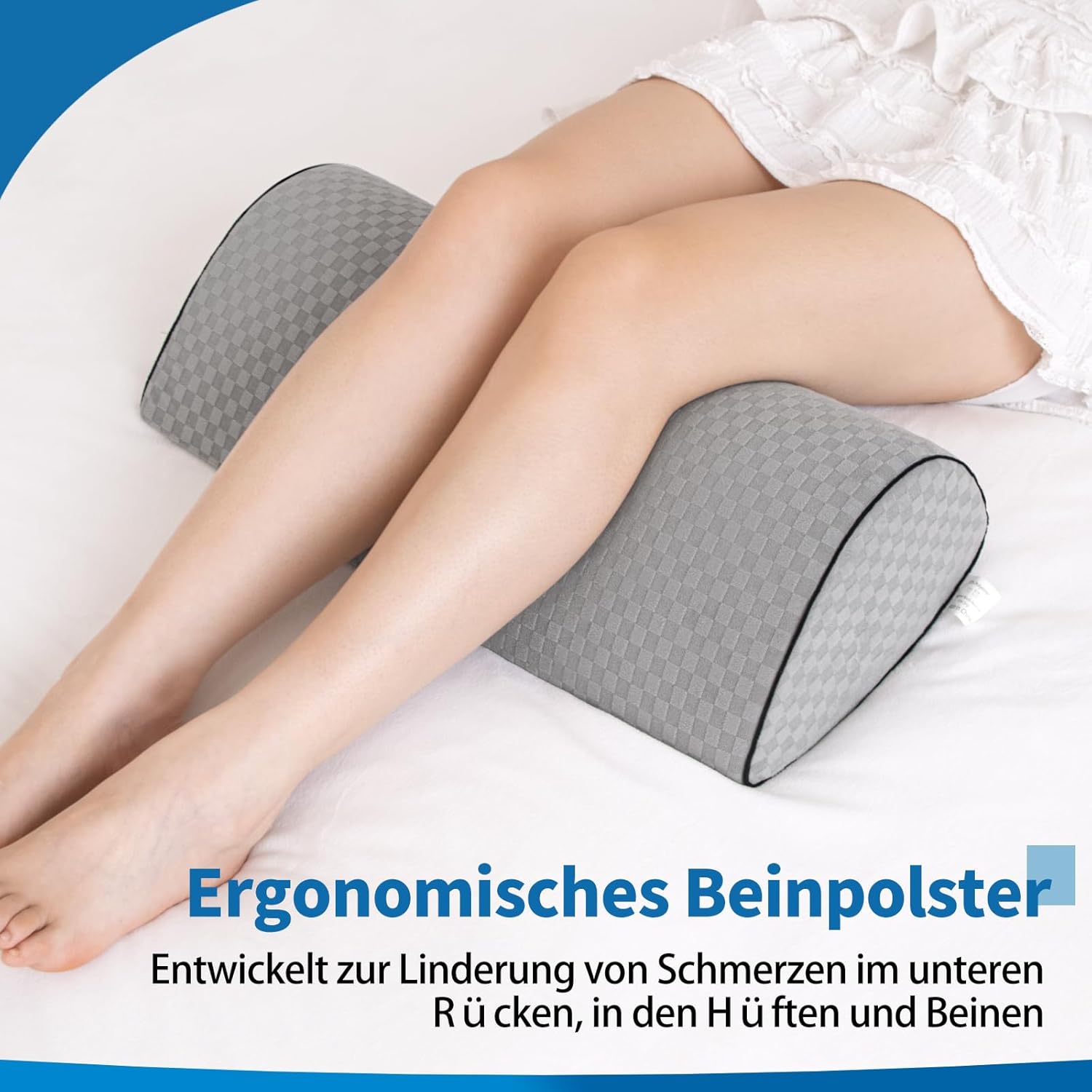 Kniekissen für Seitenschläfer, Memory-Schaum-Kissen für Hüft- und Rückenschmerzen, Keilkissen für Rückenposition, ergonomische Schlafunterstützung (grau) – Bild 6