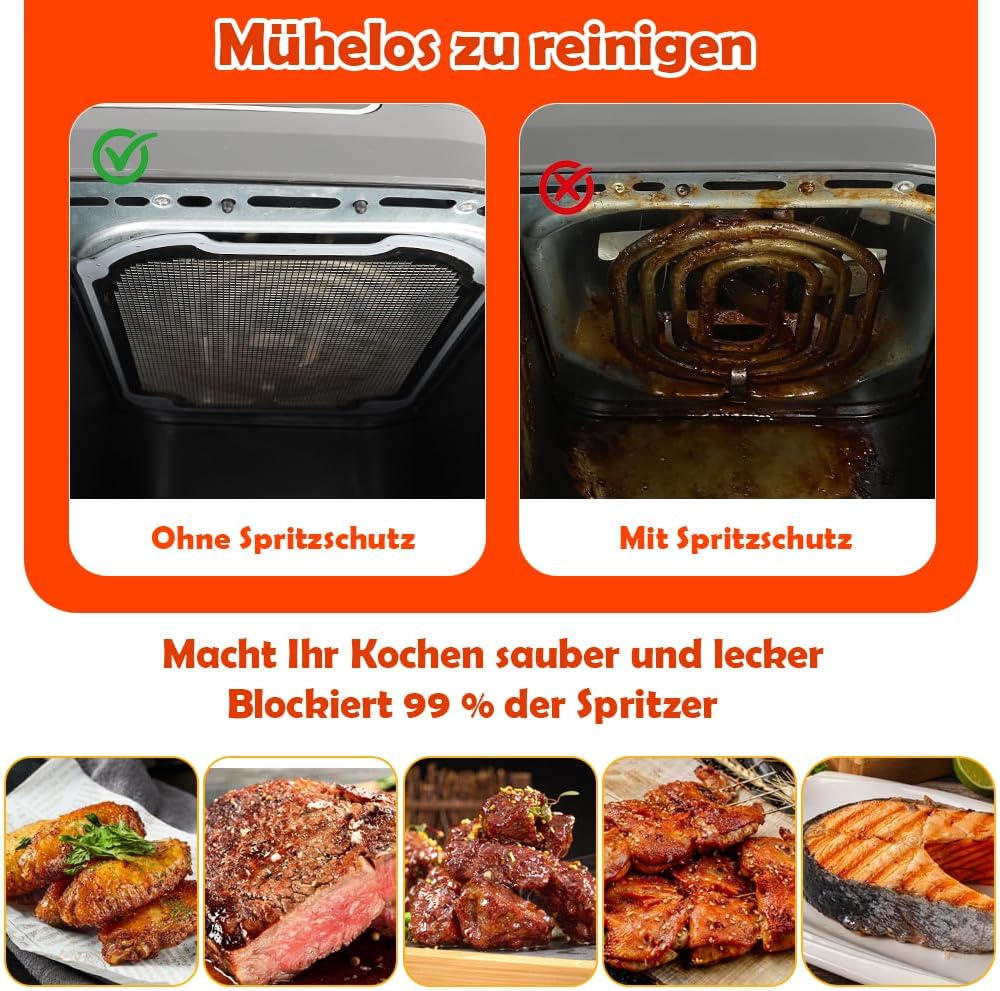 BYKITCHEN 2 Stück Spritzschutz Zubehör für Ninja Dual Zone Heißluftfritteuse 9,5L DZ400EU/DZ400EUSTGD/AF400EU, Magnetisch Edelstahl Spritzschutz, Heißluftfritteuse Zubehör für Ninja Airfryer – Bild 5