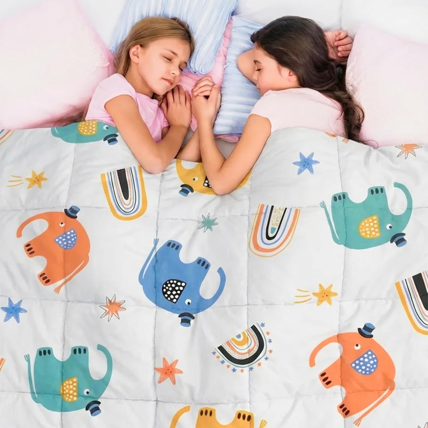 Dailydream Gewichtsdecke für Kinder, 90 x 120 cm, 2,5 kg, Weltraum-Motiv, 100 % Baumwolle mit Glasperlenfüllung, schwere Decke zum Schlafen, Gewichtsdecke, Therapiedecke, Körpergewicht 20–35 kg – Bild 2