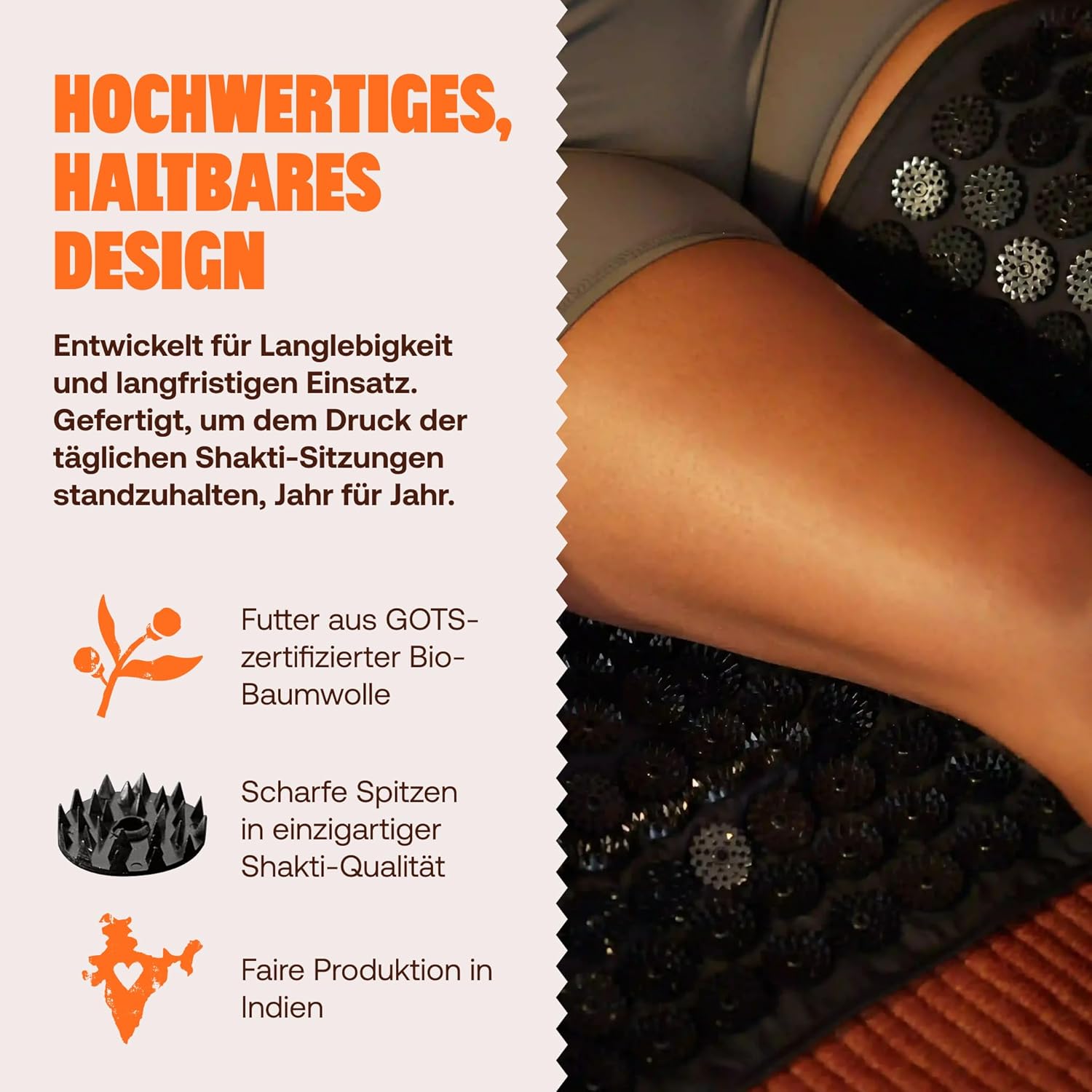 ShaktiMat (Das Original seit 2007 Beinwickel – fördert die Durchblutung der Beine und entspannt die Muskulatur durch Akupressur – für Läufer, Radfahrer und Sportler aller Art – Bio-Baumwolle – Bild 3