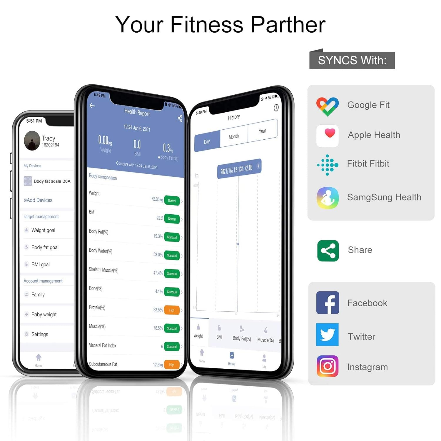 Digitale Personenwaage Körperfettwaage Uten Bluetooth Körperwaage Digitale Körperanalysewaage mit App Körperanalysegerät Waage 180 kg 400 lb – Bild 8
