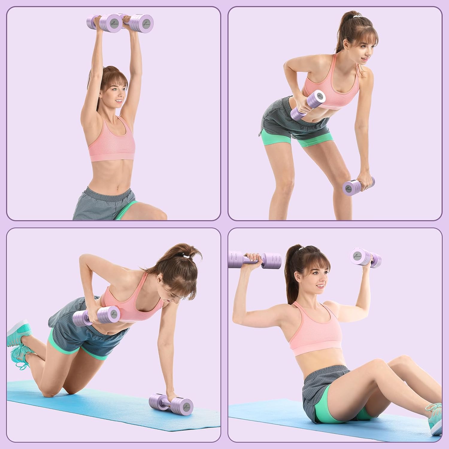 Sportneer Verstellbares Hantel-Set – Hanteln Damen-Set je 1–2,5 kg, 4-in-1-Hanteln-Set mit 2 Stück, verstellbares Hantel-Set für Heim-Fitnessstudio, Fitness, Krafttraining, Geschenk – Bild 6