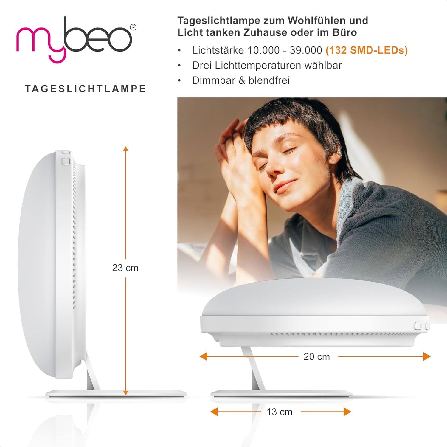 CSL – Tageslichtlampe dimmbar – Simulation von Tageslicht – LED-Lichttherapie – Tageslichtlampe – flimmer- und UV-freie LED-Technologie – 3 Lichttemperaturen – bis zu 39.000 LUX – Bild 2