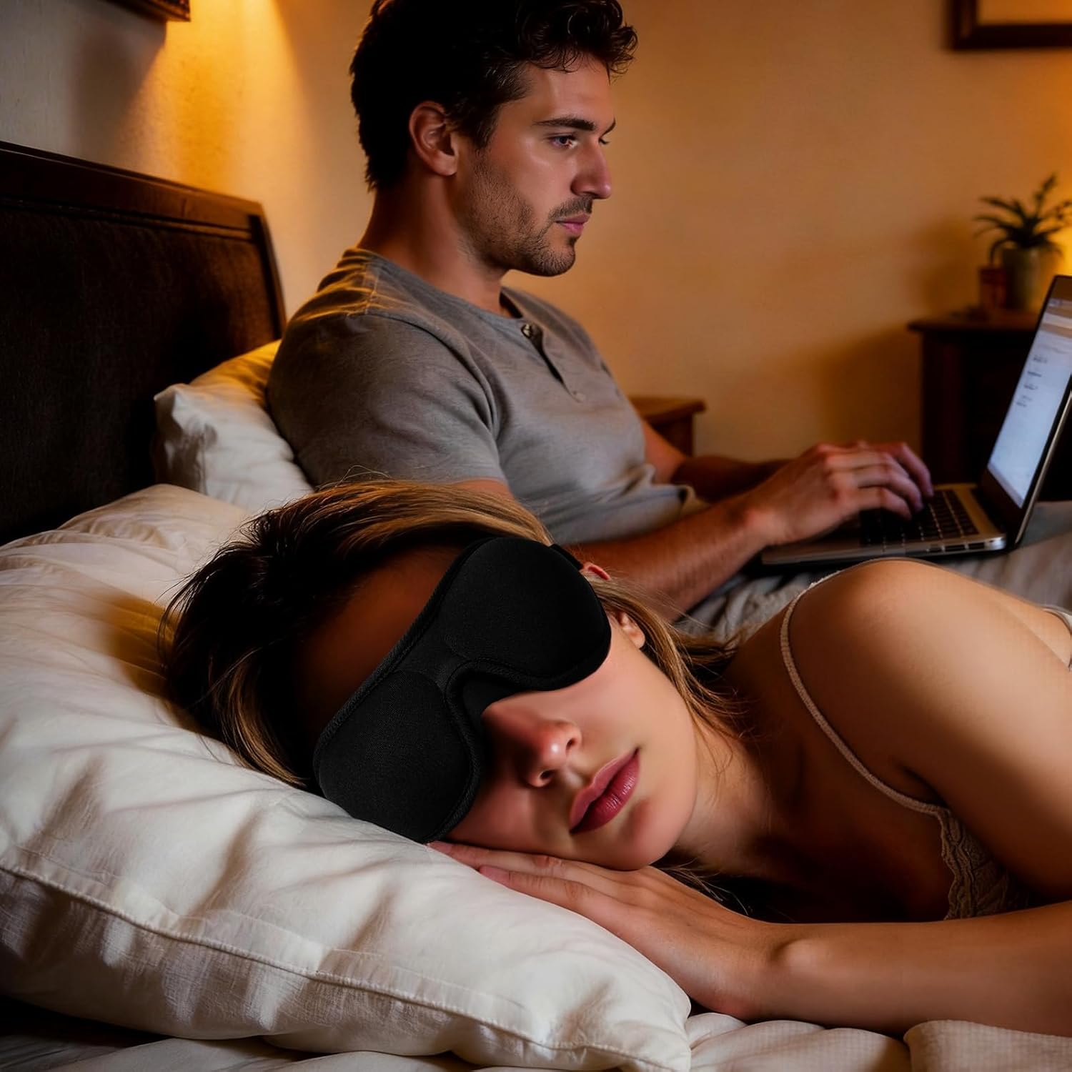 Brencco Schlafmaske für Herren Frauen – 2er-Pack Lichtblockierende, bequeme & ergonomische Augenmaske mit verstellbarem Gummiband für Reise, Flugzeug, Yoga, Nickerchen – Bild 7