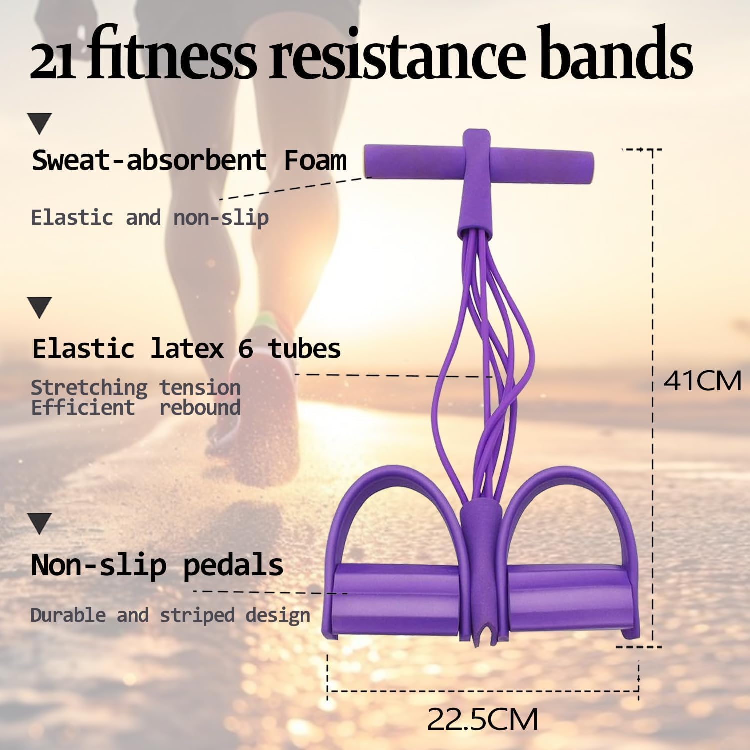 Widerstandsband mit Griff, 6-Röhren-Pedal-Knöchelzieher, AB-Trainingshilfegerät für Uniex – Bild 2