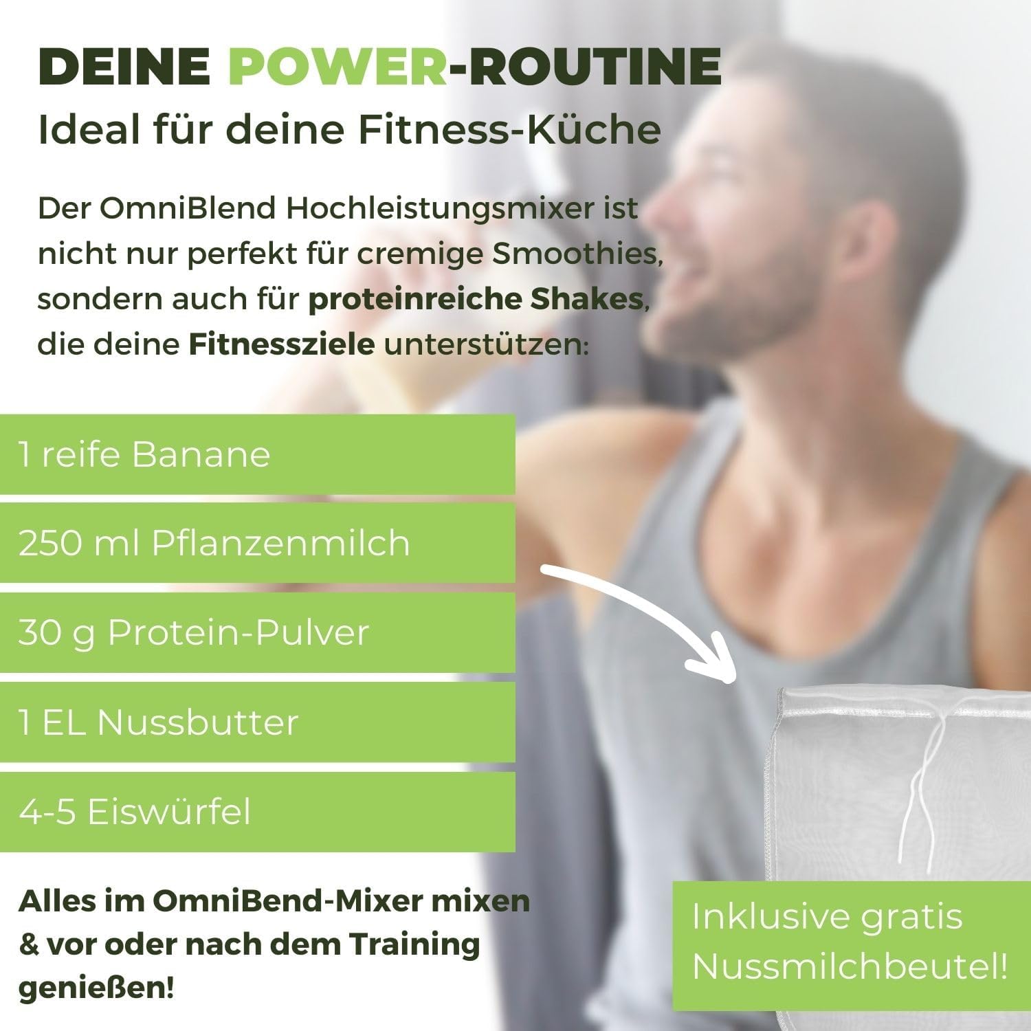 OmniBlend Smoothie Maker 2L in Schwarz I Smoothie Mixer inklusive BPA-freiem Behälter & 6-Klingen-System aus Edelstahl I Mixer Smoothie Maker ideal für grüne Smoothies I Standmixer mit 3 PS Motor – Bild 5