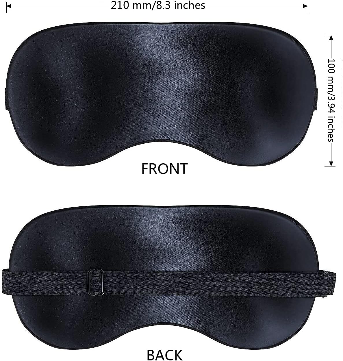 Schlafmaske aus Seide, Augenmaske, 2 Stück, 100 % hautfreundliche Schlafmaske aus Seide für Damen und Herren mit verstellbarem Gummiband und Ohrstöpseln, Nachtmaske, ideal zum Schlafen zu Hause und auf Reisen – Bild 8