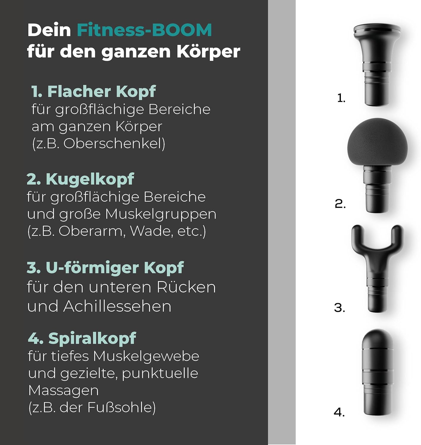 Beurer Antelope BOOM Massagepistole, kompakte Massagepistole mit 4 Aufsätzen, zur Entspannung und Regeneration, kraftvolle Triggerpunktmassage, Muskelmassagegerät mit 5 Intensitätsstufen & Akku – Bild 6