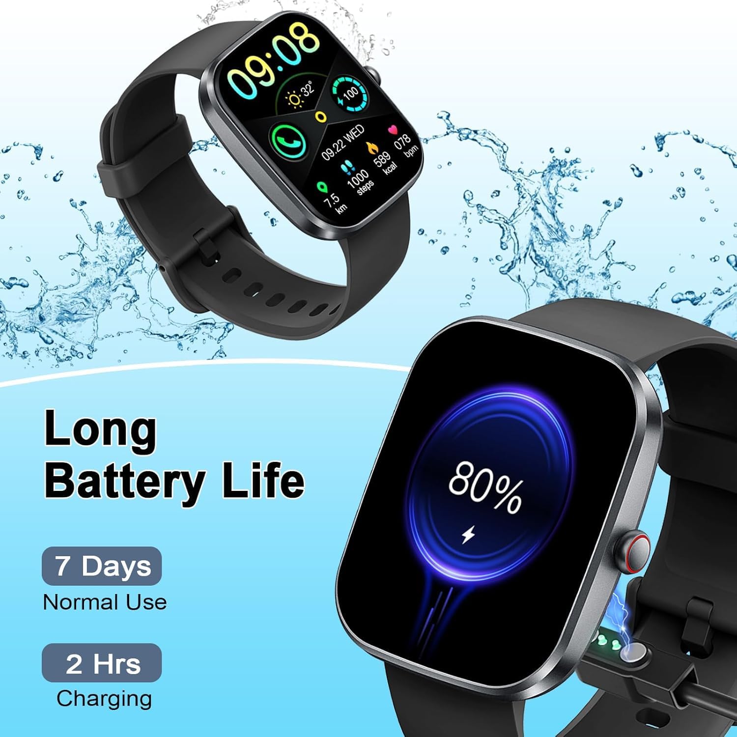 Soudorv Smartwatch Herren Damen mit Telefonfunktion, 1,91 Zoll HD Display Fitness Tracker, 1000 mAh Akku, 100 Tage Standby, 110+ Sportmodi, Fitnessuhr, Smartwatch, IPX7 Wasserdicht für iOS – Bild 7