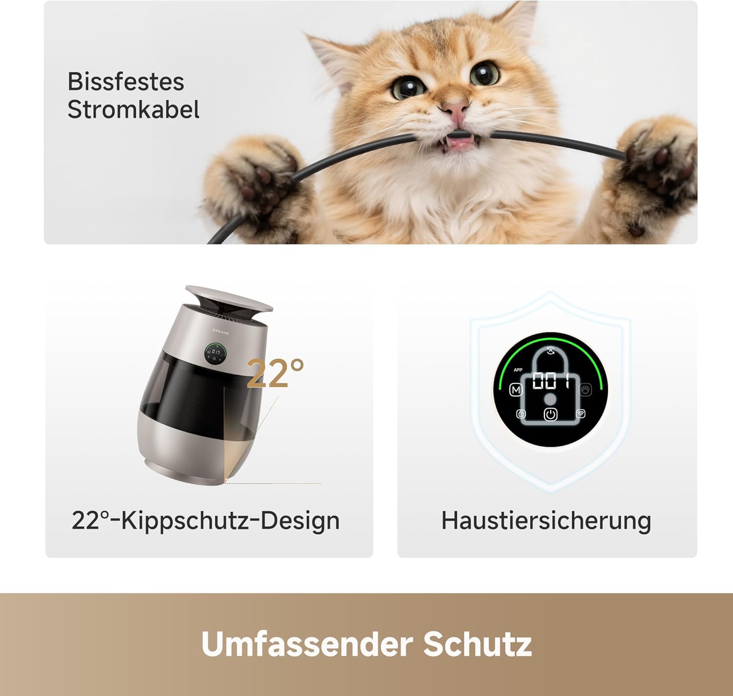 DREAME Haustier-Luftreiniger AP10, 360°-Luft-Unterdruck-Umwälzsystem mit fünfstufiger Reinigung, transparentem Behälter, gebogener Oberseite und LED/Beleuchtung mit App-Steuerung – Bild 9
