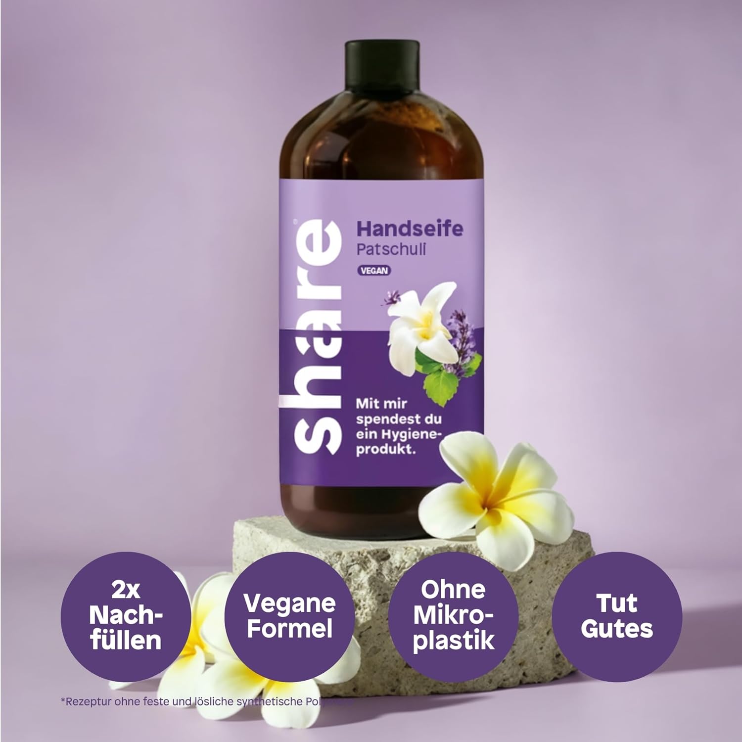 share Patchouli Flüssigseife Nachfüllpack – Sanfte Reinigung & frischer Duft ohne Mikroplastik – Handseife Nachfüllflaschen (6 x 500 ml), pH-neutrale vegane Seife, Spender für Hygieneartikel – Bild 3