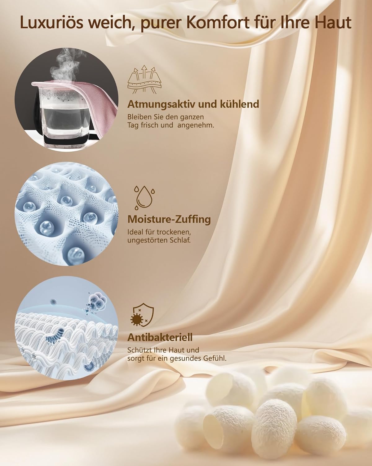 Aosun Seidenschlafmaske für Seitenschläfer, 22 mm, Augenmaske aus 100 % Bio-Maulbeerseide, ideale Geschenke für Frauen und Mütter, lichtblockierende Schlafmaske, Augenklappe mit verstellbarem Riemen für Yoga – Bild 4