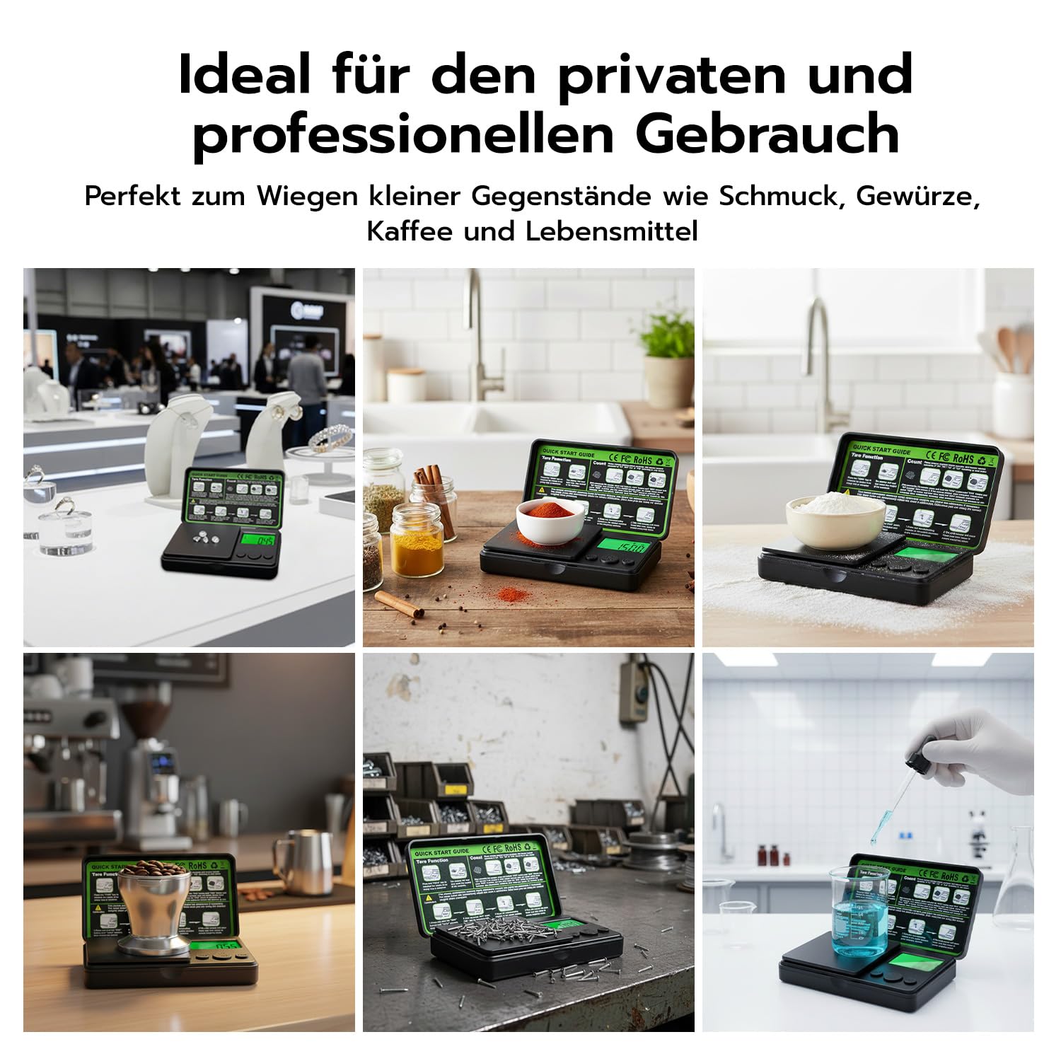 500 g/0,01 g Präzisionspräzise elektronische digitale Grammwaage, Taschenwaage mit Tara-Funktion und 7 Einheiten, LCD-Hintergrundbeleuchtung, Batterien im Lieferumfang enthalten – Bild 9