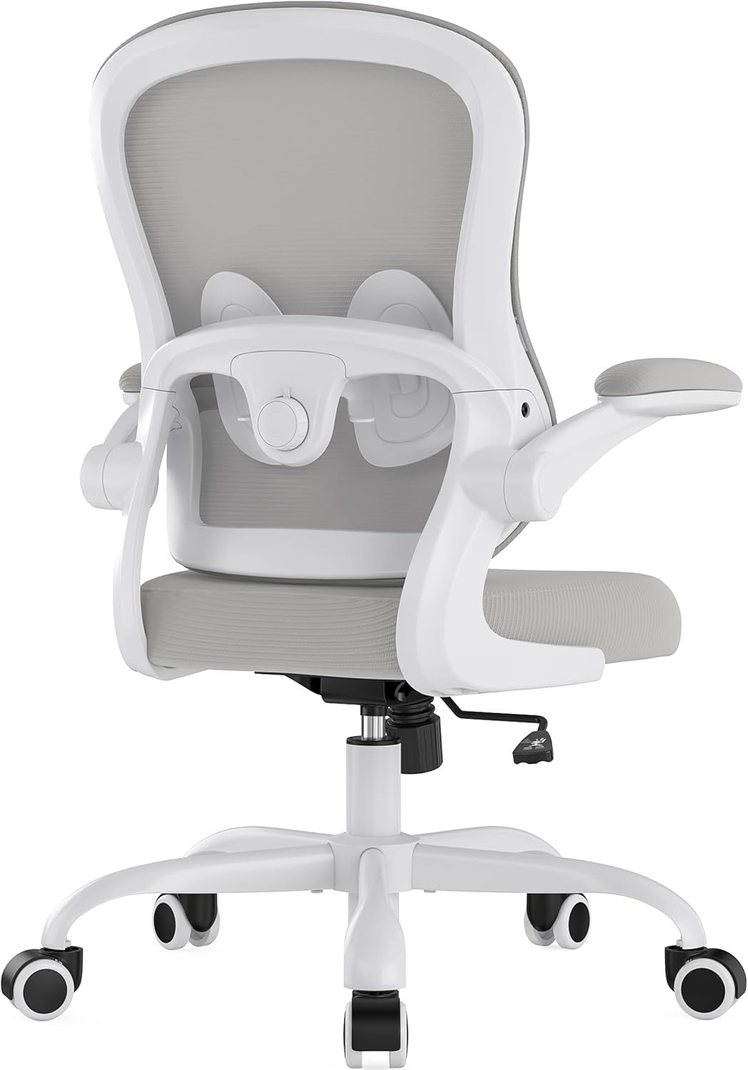 Farini Ergonomischer Roll-Computerstuhl aus Netzstoff mit verstellbarer Lendenwirbelstütze und aufklappbaren Armlehnen – Chefschreibtischstuhl, drehbarer Bürostuhl für das Heimbüro