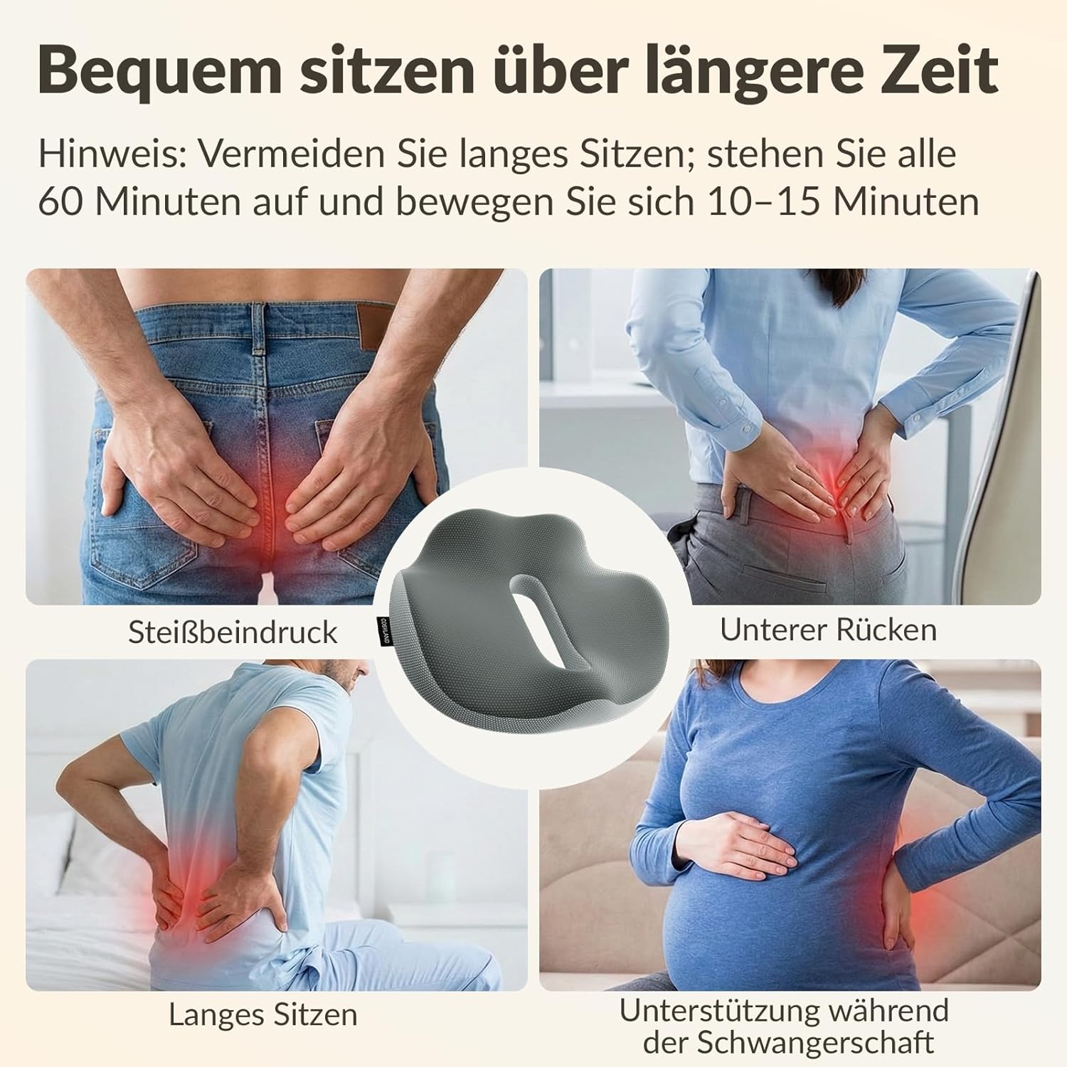 COSYLAND Ergonomisches wellenförmiges Sitzkissen – Memory-Schaum-Stuhlkissen für Zuhause, Büro und Auto – Entlastung für Steißbein und Rücken – Bild 9