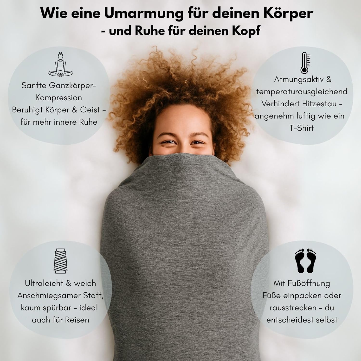 Rivello Somnia Schlafdecke – sanfte Kompression wie eine Umarmung | Ultraleicht und atmungsaktiv | Alternative zur Gewichtsdecke | Für Erwachsene und Kinder | 4 Größen (S - 145 cm) – Bild 2