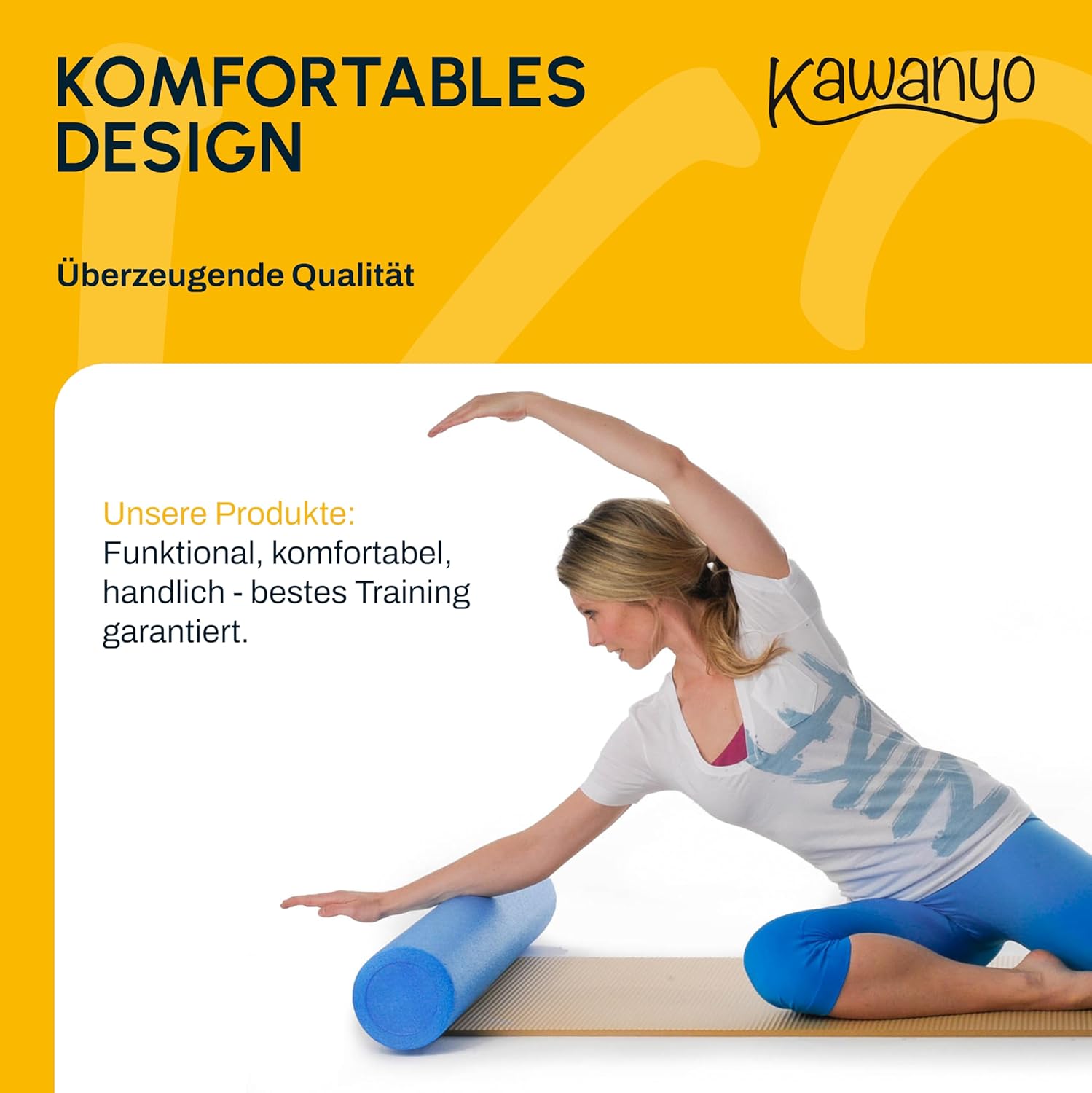 Pilates-Rolle für Stabilitäts- & Gleichgewichtsübungen – Übungshilfe für das Pilates-Training – Yoga-Rolle aus Hartschaum für Yoga, Pilates, Fitness, Gymnastik, Rehabilitation & Therapie – Bild 7