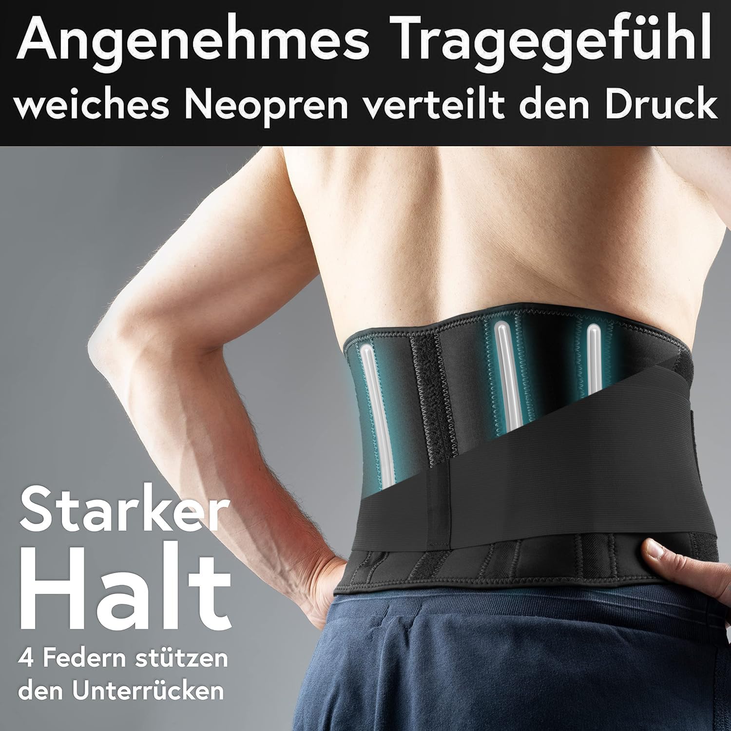 Vigo Sports Rückenbandage, maschinenwaschbar – Anti-Schweiß-Nierengürtel zur effektiven Rückenstabilisierung, Rückenstützgürtel für Damen und Herren, wärmender Lordosenstützgürtel – Schwarz, S – Bild 6