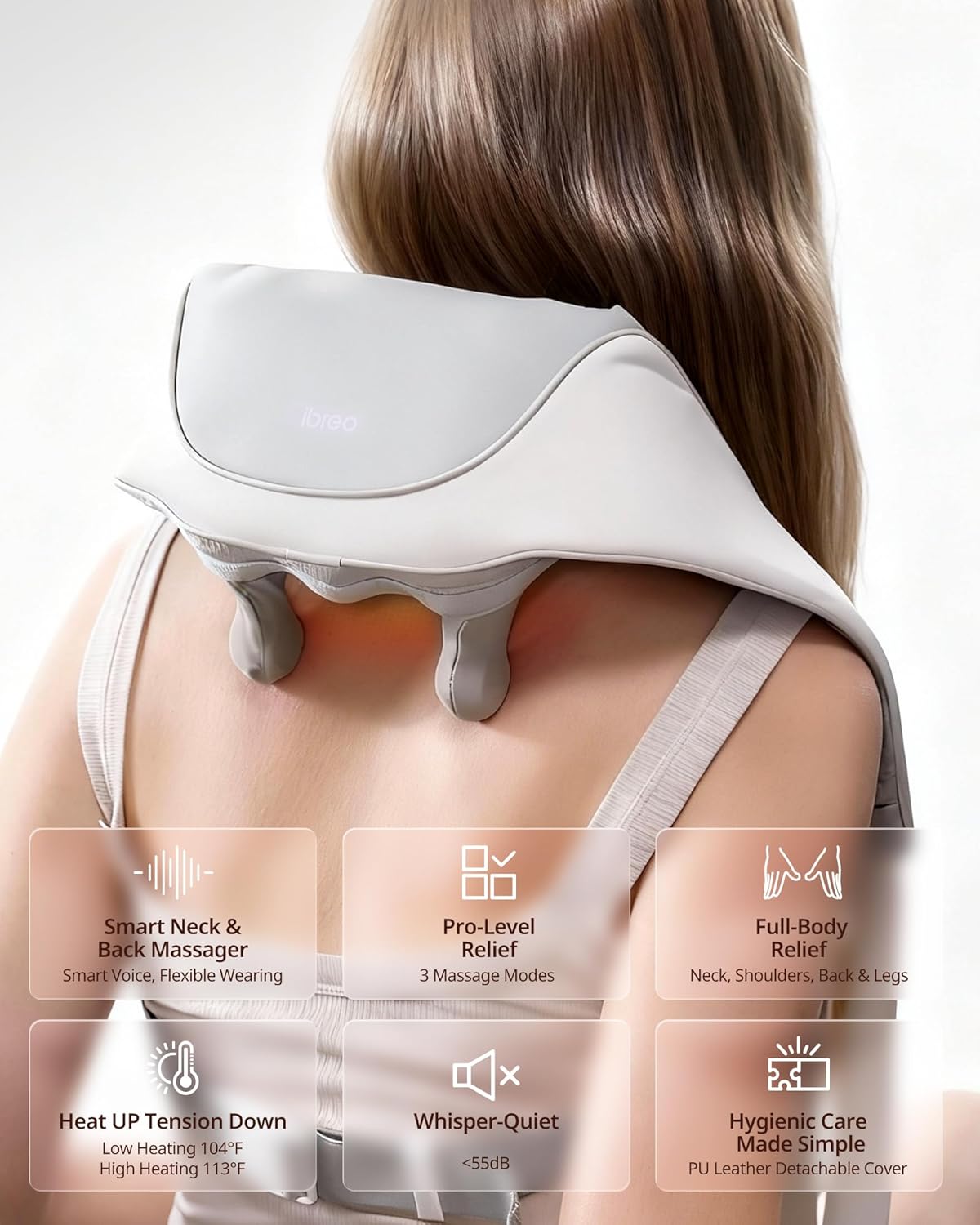 Kabelloses Shiatsu-Nacken- und Rückenmassagegerät mit Wärme, 10 Minuten x 12 Anwendungen, 3 Massagemodi und 2 Intensitätsstufen, Vatertagsgeschenk für Papa, 3D-Kneten von Tiefengewebe, Sprachansage – Bild 3