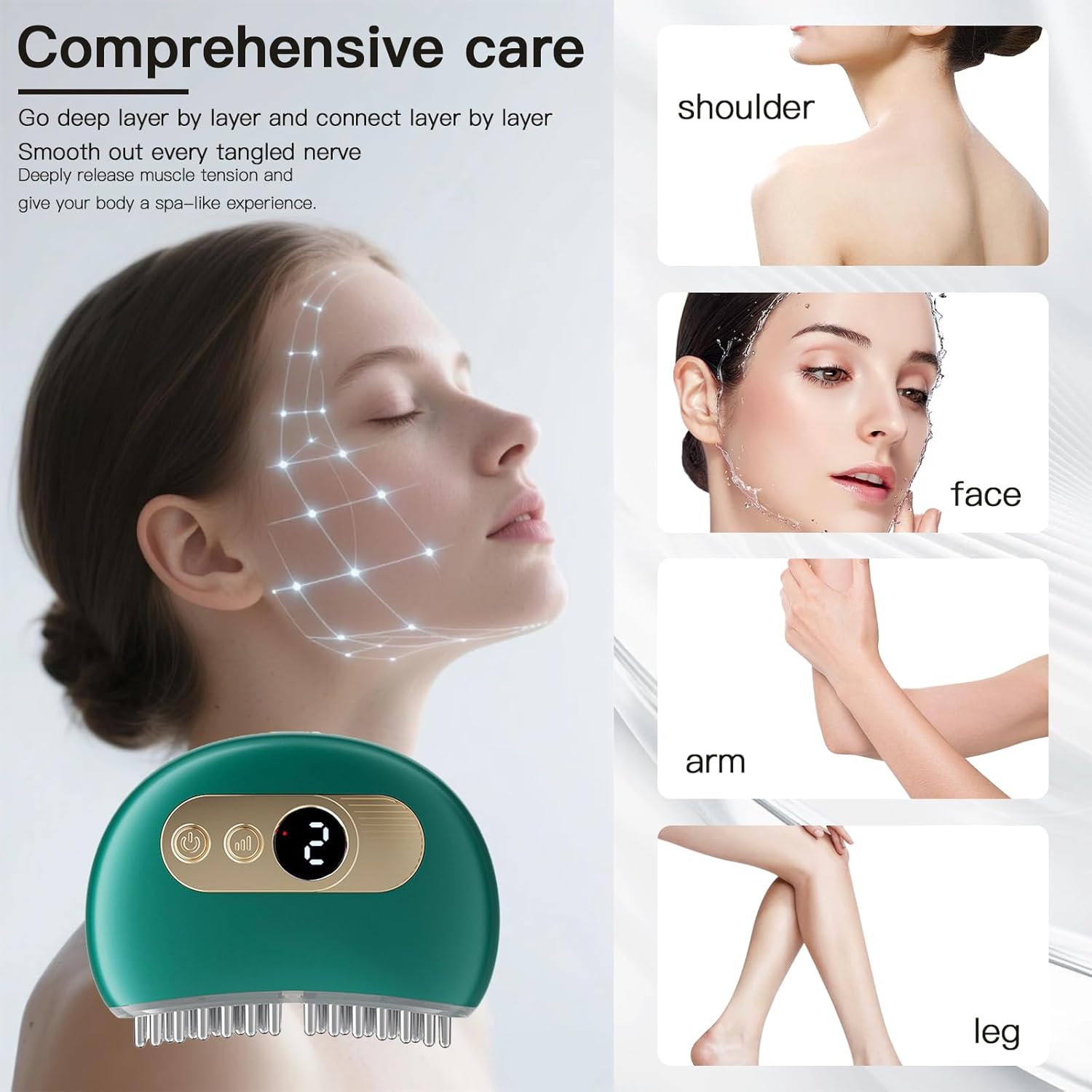 Kiefermassagegerät mit Wärme, Vibration und EMS, tragbares 3-in-1-Gerät zur Kieferentspannung, 9 Intensitätsstufen, zur Linderung von Kiefer-/Nacken-/Kopfschmerzen und Verspannungen – Bild 4