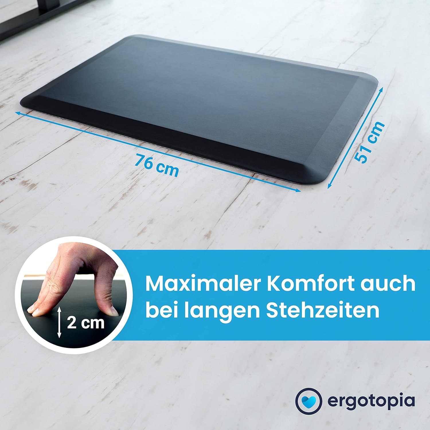 Ergotopia Anti-Ermüdungsmatte für Steharbeitsplätze, ergonomische Arbeitsplatzmatte für gesundes und schmerzfreies Stehen, rutschfeste und langlebige Stehmatte aus umweltfreundlichem PU – Bild 4