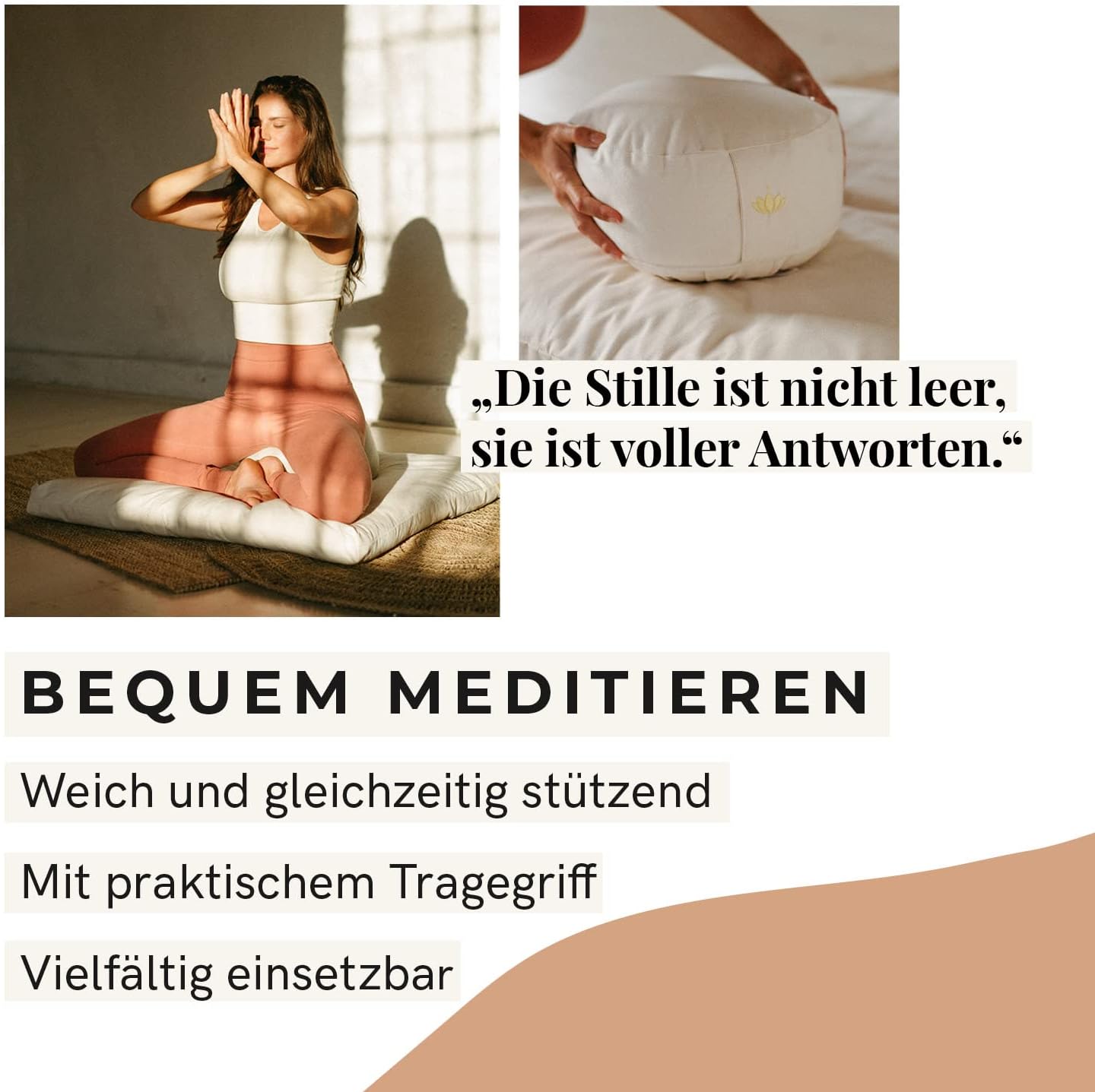 Lotuscrafts Meditationskissen LOTUS – Höhe 15 cm – Dinkelfüllung – waschbarer Bezug aus Bio-Baumwolle – Bodenkissen Meditation – Yogakissen – Meditationskissen – Yogakissen – GOTS zertifiziert – Bild 6