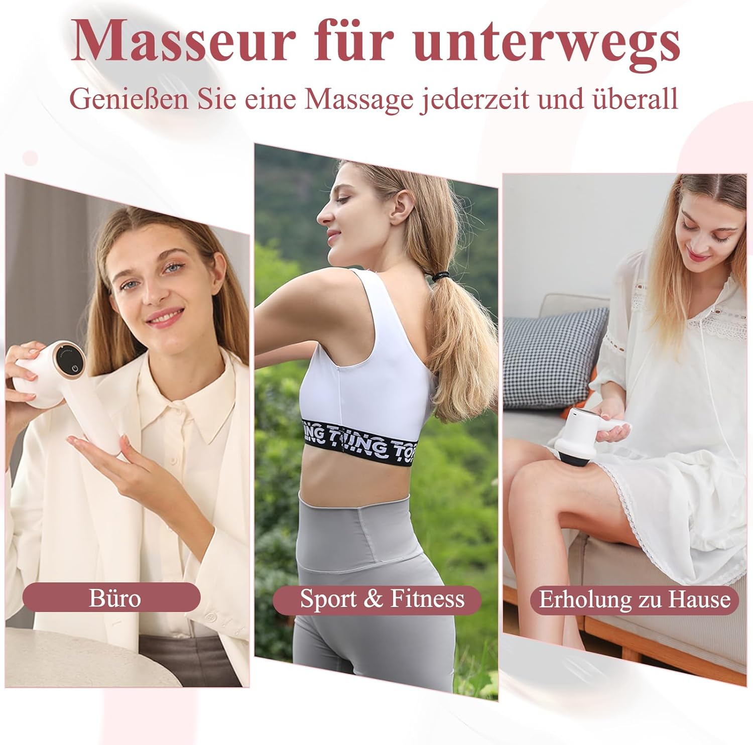Elektrisches Cellulite-Massagegerät, Anti-Cellulite-Massagegerät, tragbar, Cellulite-Massage mit 8 austauschbaren Zubehörteilen, Formen straffen, Müdigkeit lindern für Schulter, Taille, Bauch, Gesäß, Beine – Bild 5
