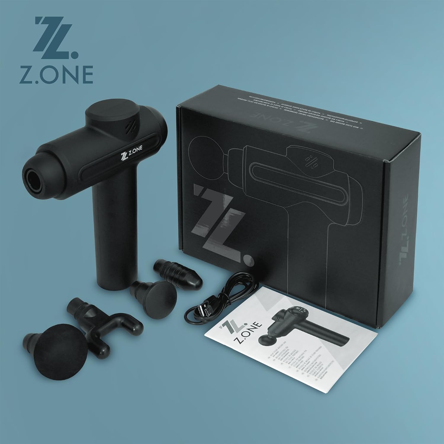 Z.ONE Tiefengewebe-Massagepistole zur Muskelentspannung – mit 4 Aufsätzen, leistungsstarker, leiser Motor, USB-C, wiederaufladbar, tragbar, für Rücken, Beine, Nacken, Schultern, Ganzkörperentspannung, 1 Stück – Bild 6