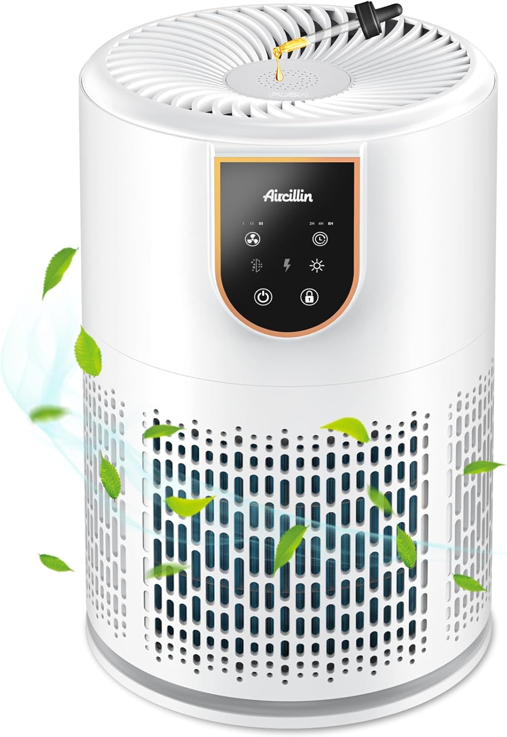Aircillin Luftreiniger für Allergiker, Luftreiniger mit 5 Stufen H13 HEPA-Filter, reinigt 45 m², 12 W Energieverbrauch, HEPA-Luftfilter gegen 99 % von Staub, Pollen, Tierhaaren und Gerüchen, 25 dB (AP0801)