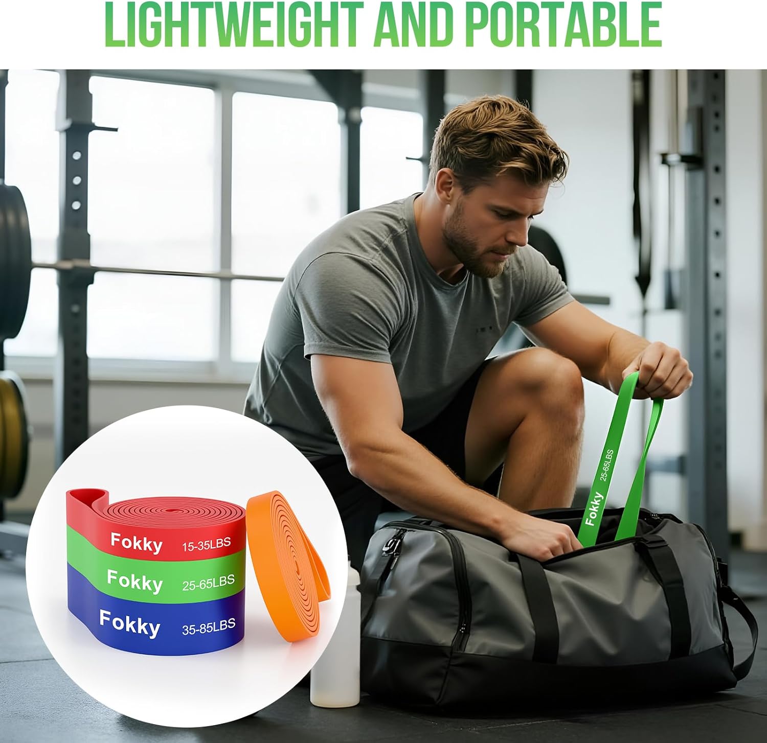 Resistance Bands Widerstandsbänder Set, 4 Stufen Fitnessbänder mit Türanker/Übungsposter/Tragetasche, Klimmzugbänder für Stretching, Krafttraining, Crossfit, Muskelaufbau, Heimtraining, Klimmzughilfe – Bild 7