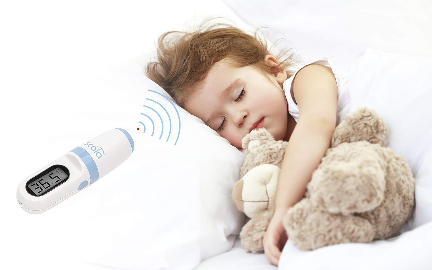 scala SC 8271 Infrarot-Fieberthermometer berührungslos – Stirnthermometer für Kinder und Erwachsene – Digitales Fiebermessgerät mit 1 Sekunde Messzeit, Signalton & Speicher für 9 Messwerte – Bild 10