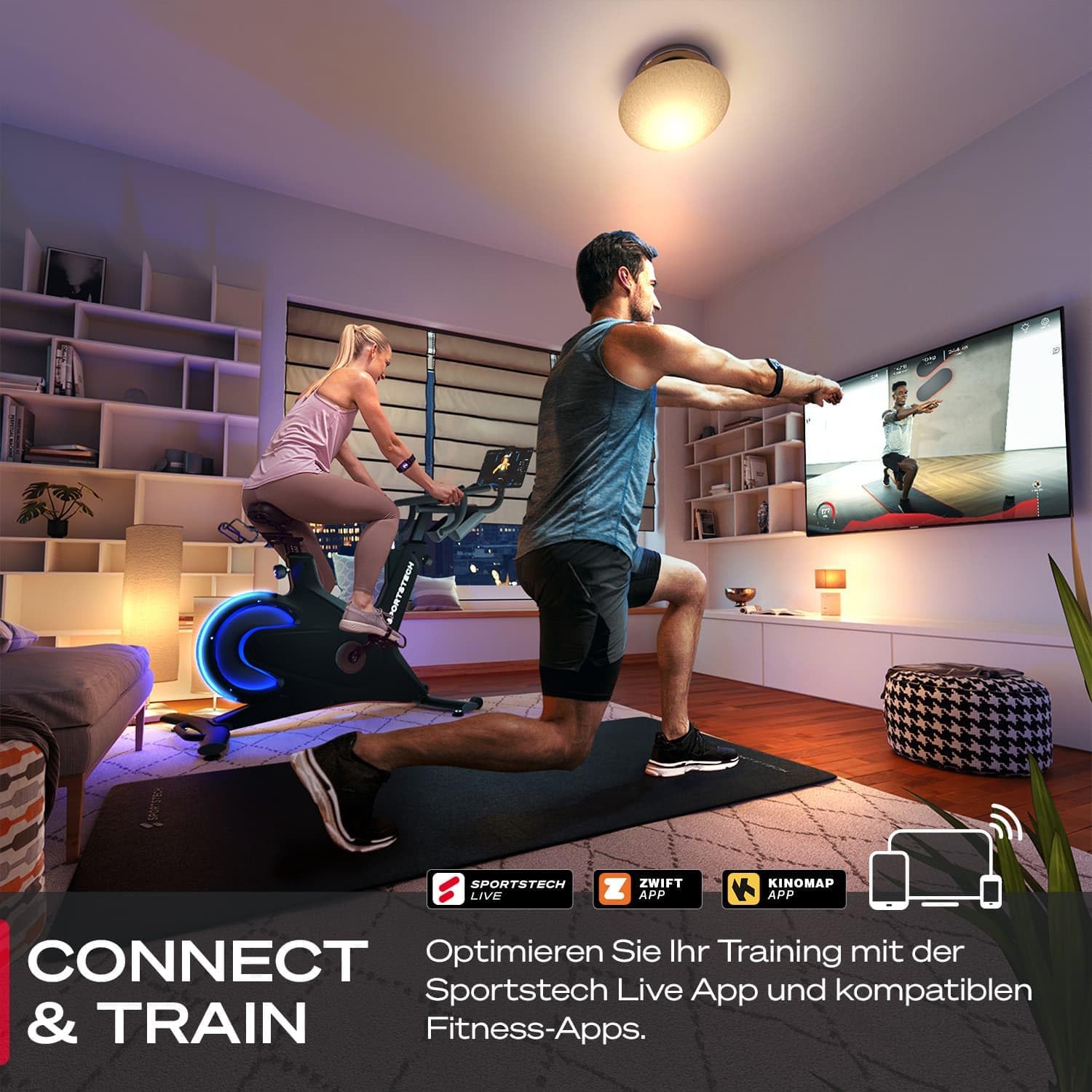 Sportstech sBike Lite Premium Speedbike, Indoor Cycling Bike mit 16,5 kg Schwungrad, Magnetbremse & Wattanzeige, Heimtrainer Fahrrad, App-kompatibel (Zwift&Kinomap), LED-Pulsanzeige, bis 150 kg – Bild 7