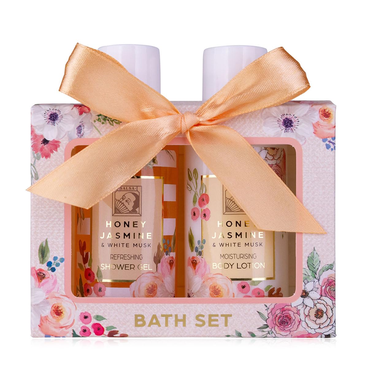 Accentra – Duschset Damen Geschenkset Honey Jasmine in schöner Geschenkbox – 2-teiliges Pflegeset mit Duschgel und Bodylotion – Wellness-Geschenkset zum Valentinstag, Muttertag und Geburtstag